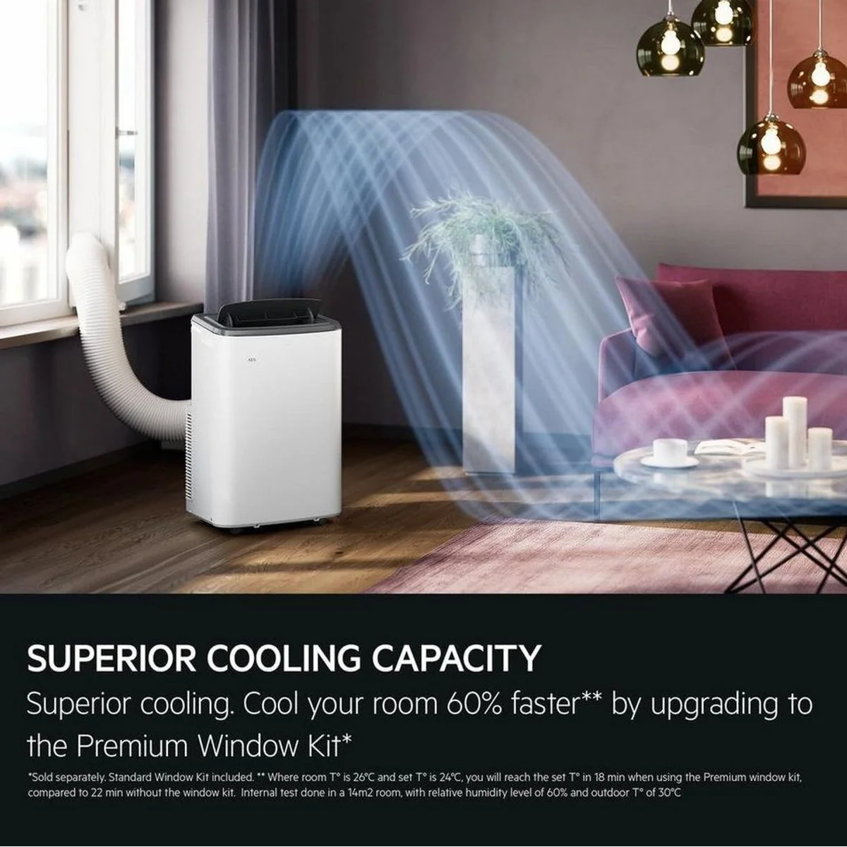 AEG AXP34U338CW Klimagerät, Kühlung, Heizung, WLAN — 12000 BTU, 4 Geschwindigkeiten, Timer 2
