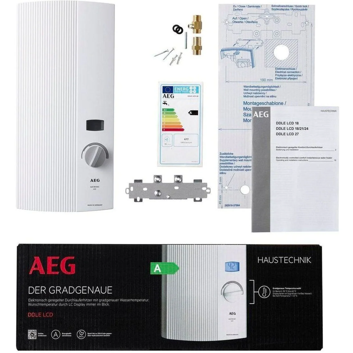 AEG Haustechnik DDLE Durchlauferhitzer, gradgenaue Temperaturwahl, platzsparend, LC-Display 4