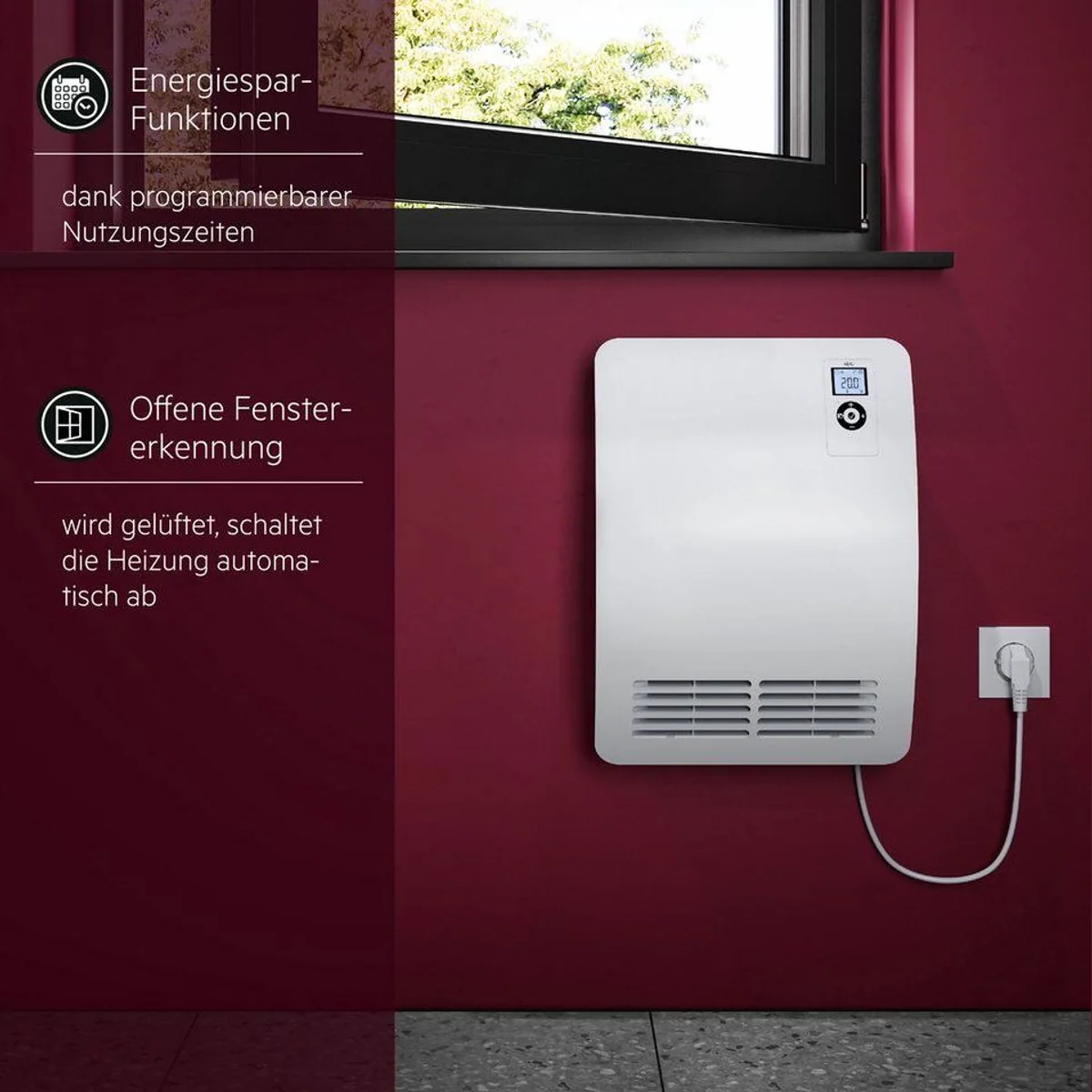 AEG Haustechnik VH Comfort Heizlüfter, energiesparend, 2000W — für 25 m², Wochenzeitschaltuhr, Silent Mode 3