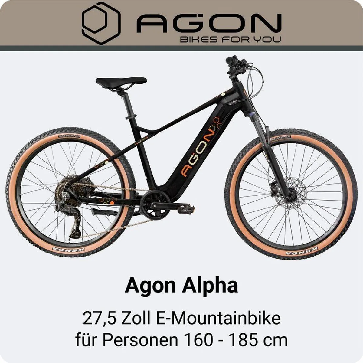 AGON E-Bike Mountainbike Alpha, 10 Gang Shimano Deore, 540 Wh Akku, Heckmotor 3