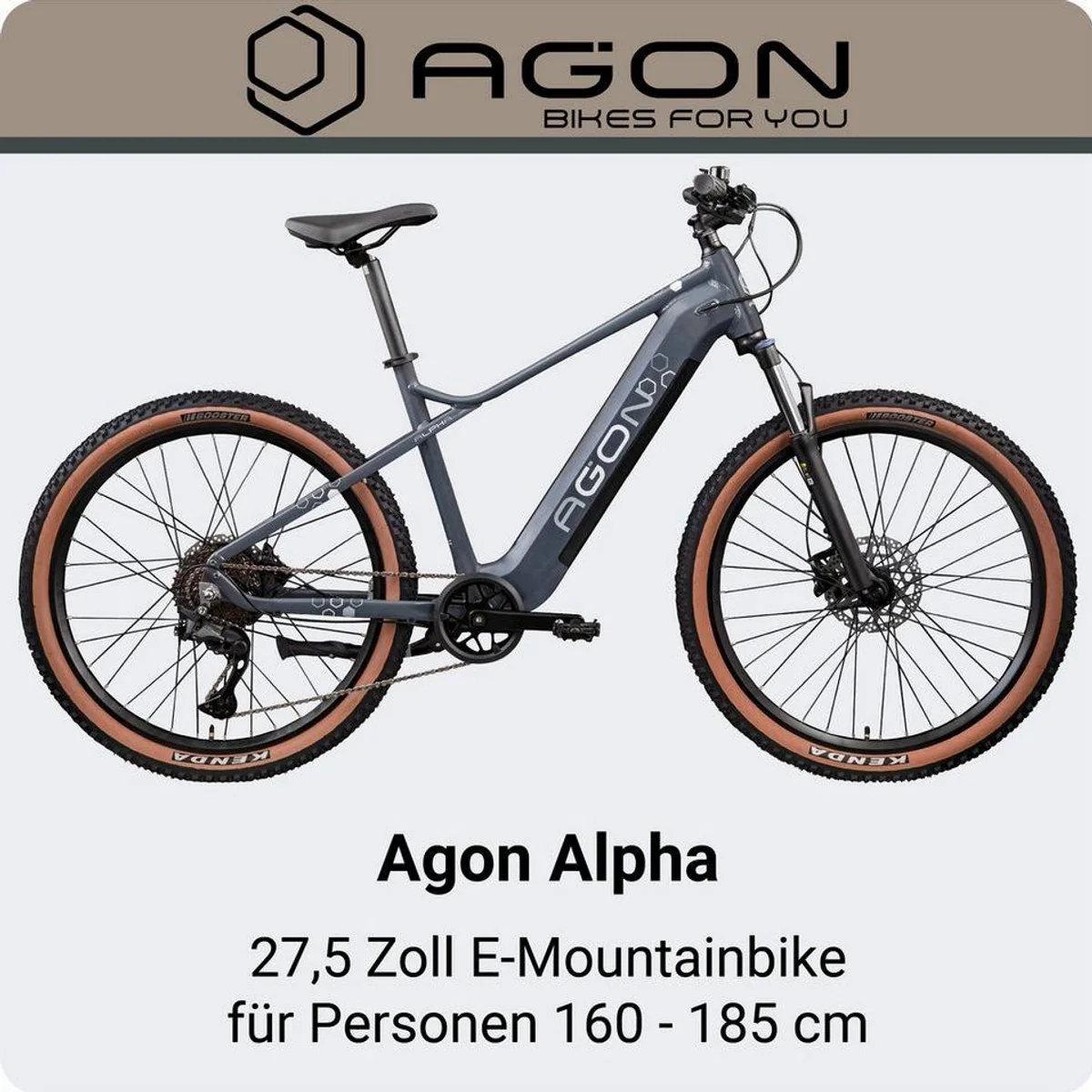 Agon E-Bike Mountainbike Alpha, 10 Gang Shimano Deore, 540 Wh Akku, Heckmotor 2