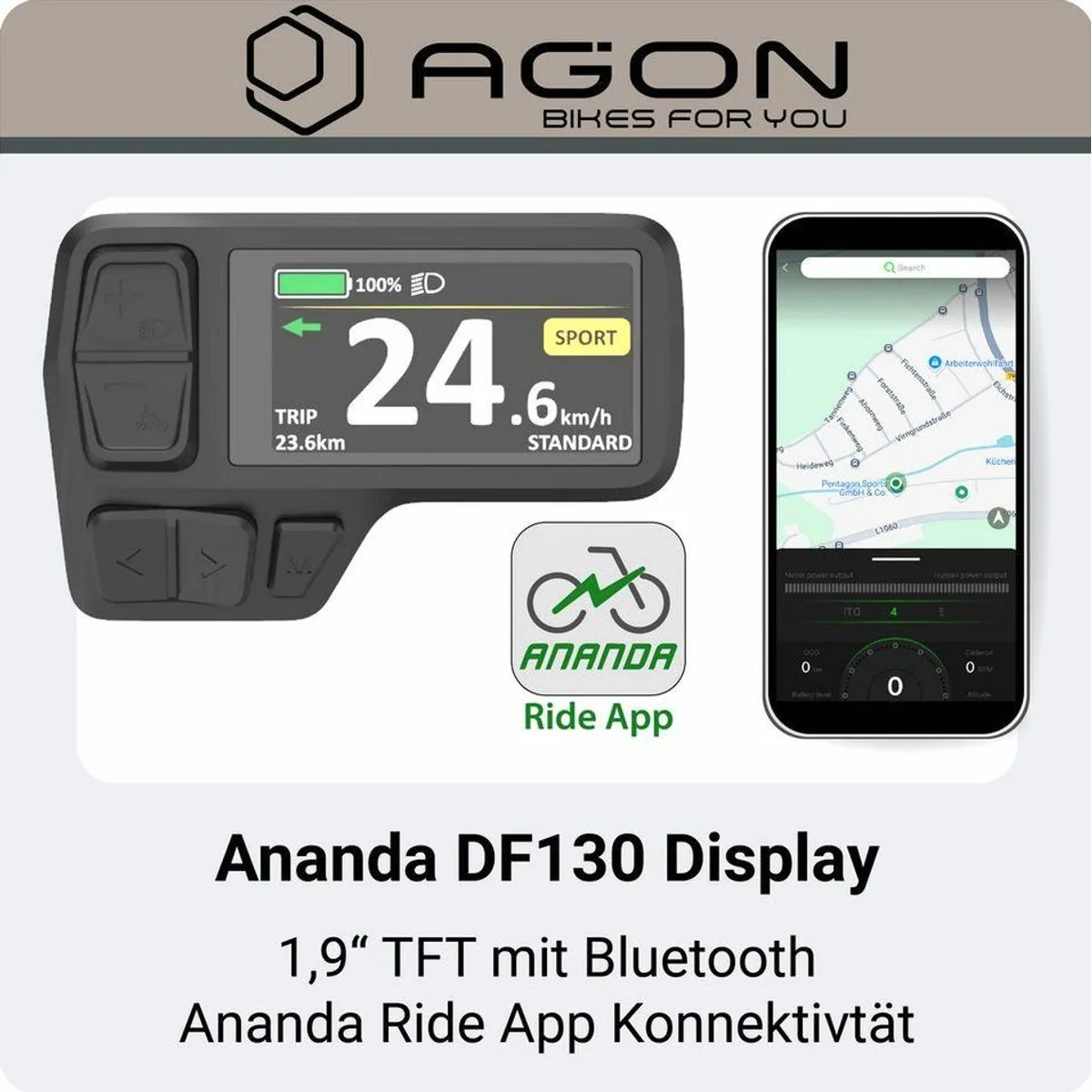 Agon E-Bike Mountainbike Alpha, 10 Gang Shimano Deore, 540 Wh Akku, Heckmotor 4