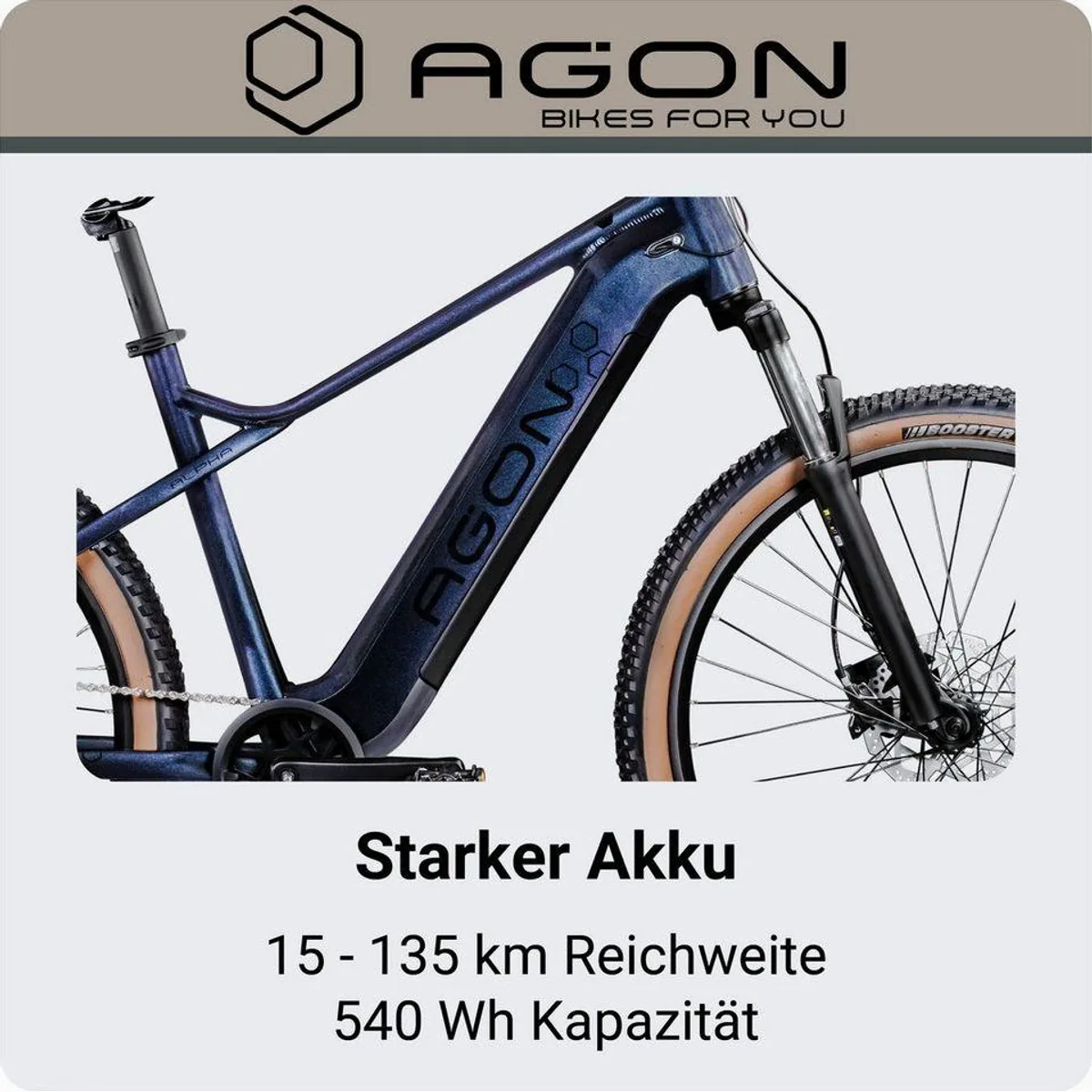 Agon E-Bike Mountainbike Alpha, 10 Gang Shimano Deore, 540 Wh Akku — kraftvoll, präzise, vielseitig 3