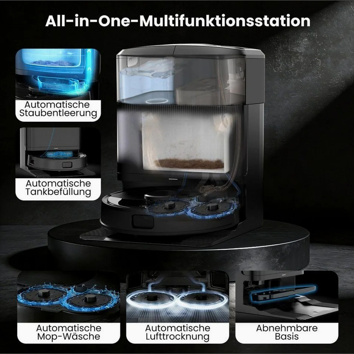 AIRROBO M2 Saugroboter mit Wischfunktion, 15000 Pa Saugkraft, All-in-One-Station 2
