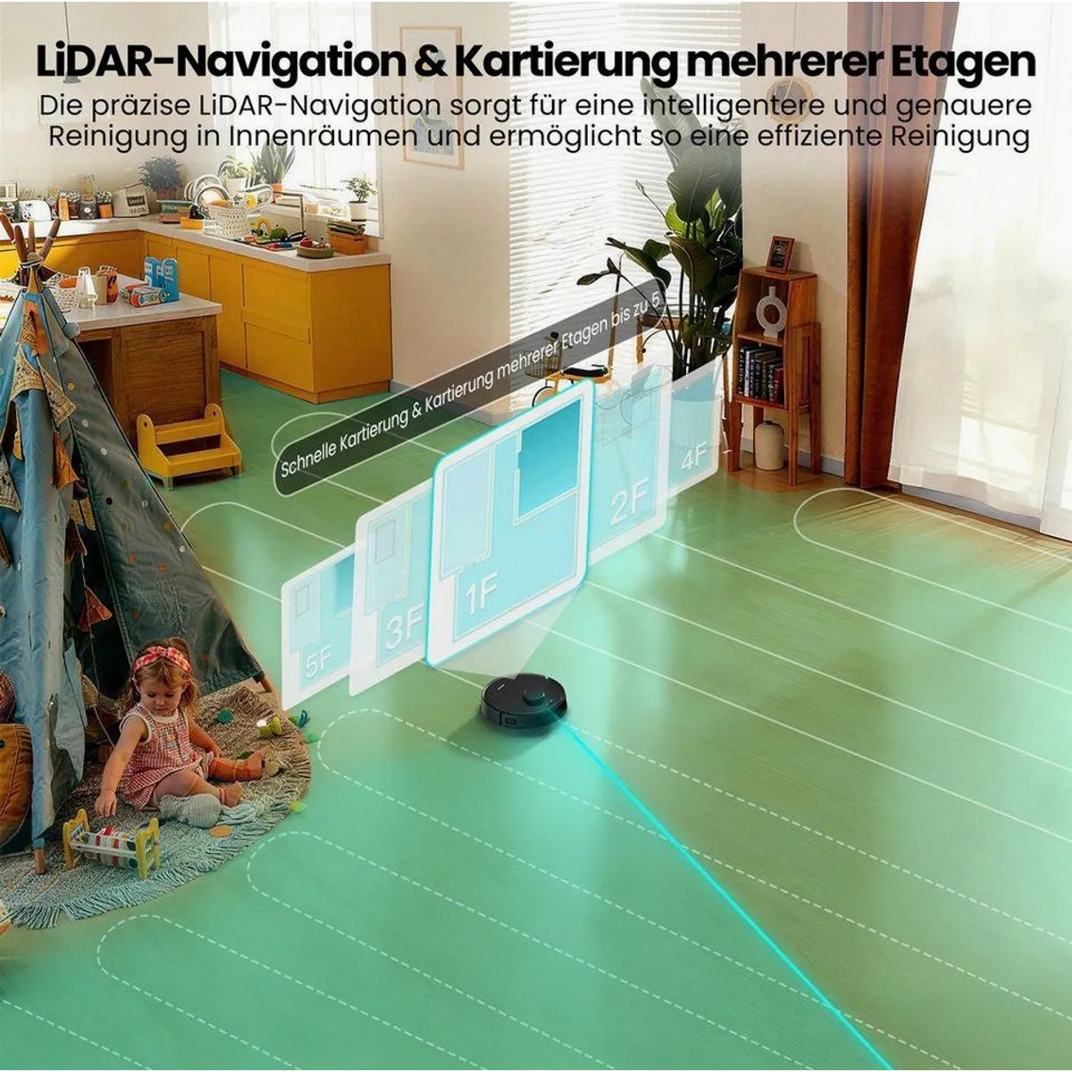 AIRROBO M2 Saugroboter mit Wischfunktion, 15000 Pa Saugkraft, All-in-One-Station 5