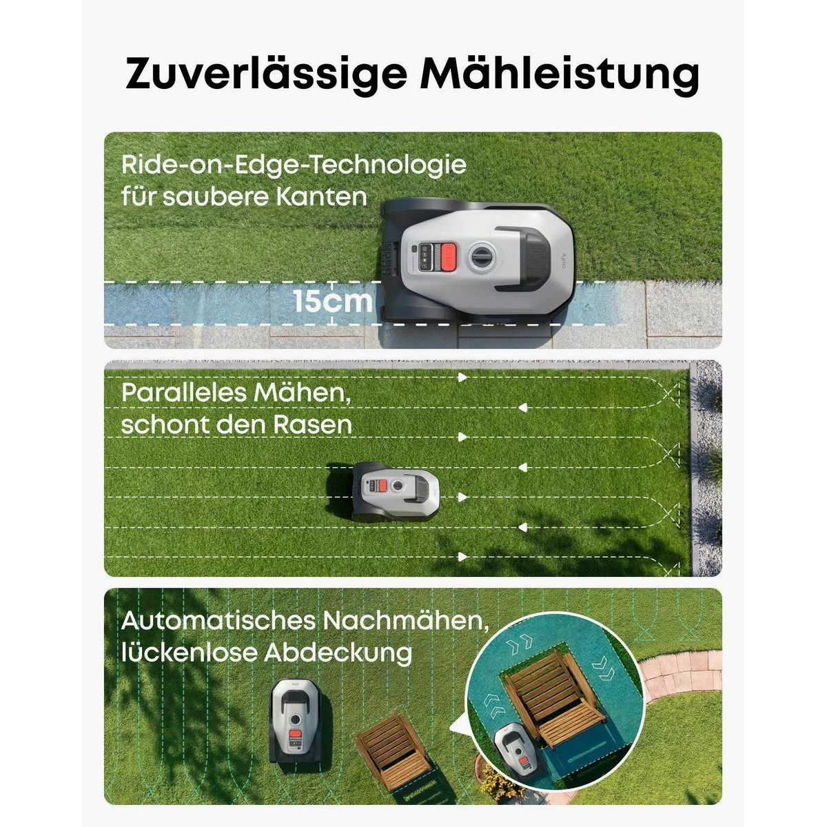 Anker eufy Rasenmähroboter C15, kabel- und signalunabhängig, intelligente Navigation 3
