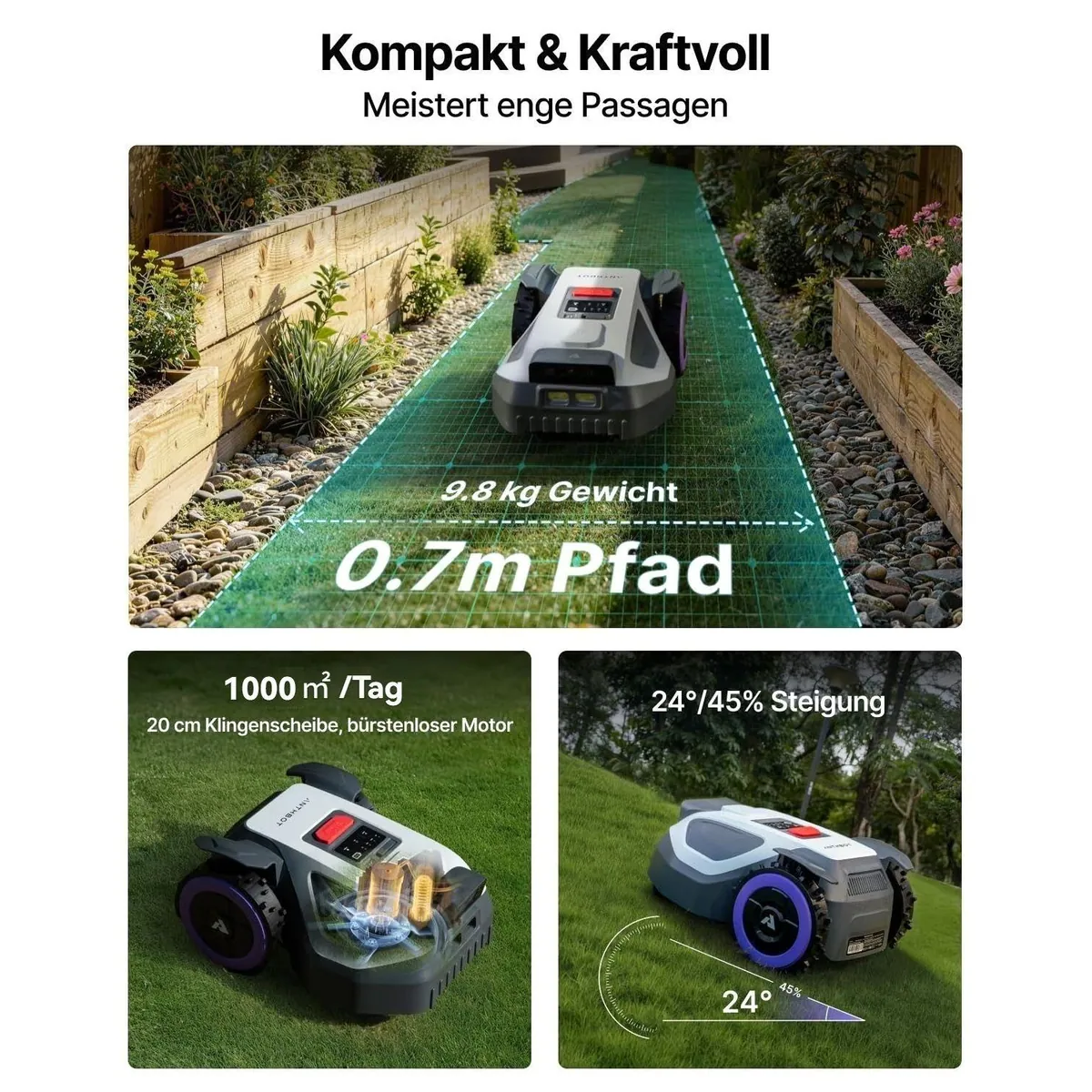 ANTHBOT M9 Mähroboter, ohne Begrenzungskabel, RTK-Navigation — ideal für große Rasenflächen bis 1200 m² 4