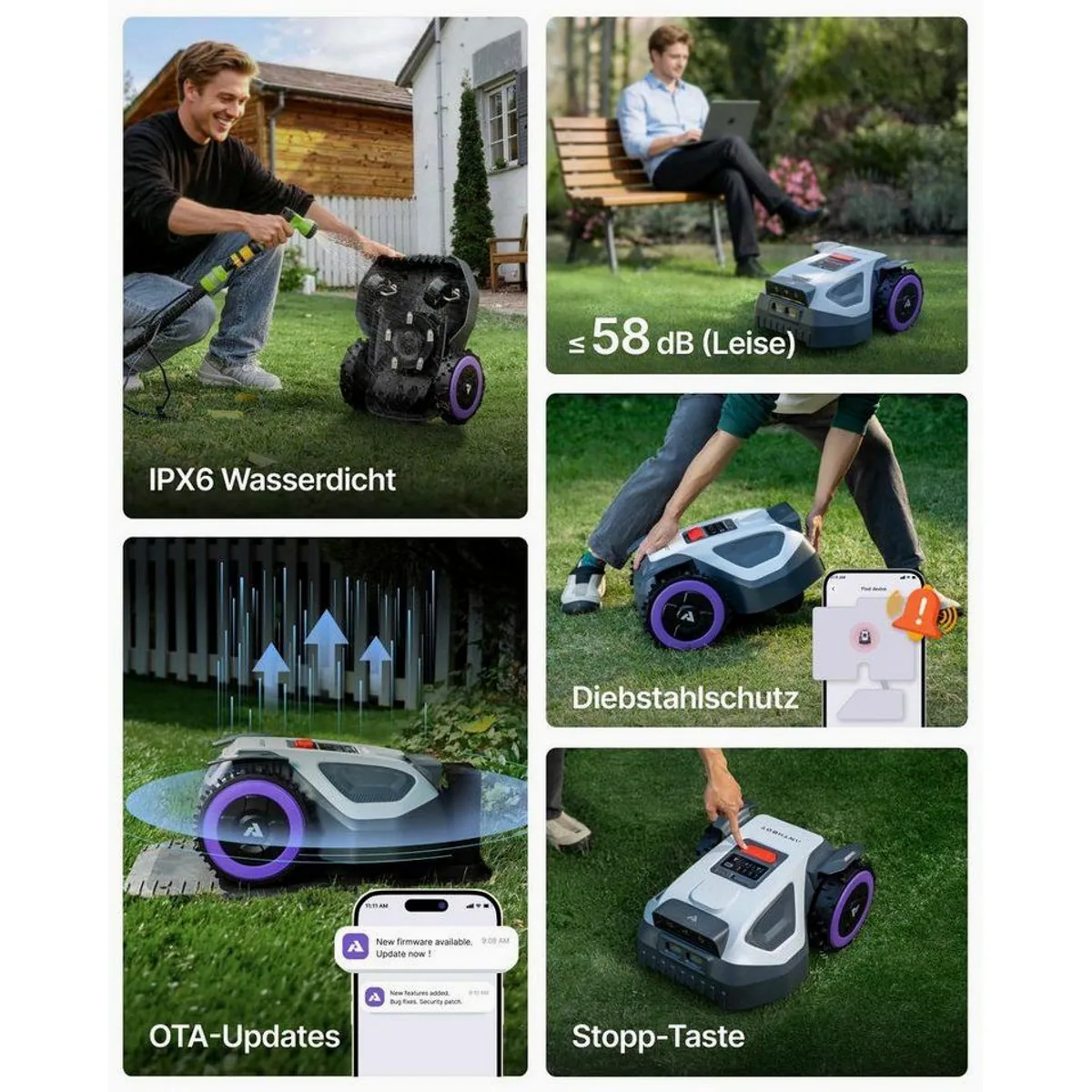 ANTHBOT M5 Mähroboter, kabellose Navigation, 20 Mähzonen, KI-Hinderniserkennung 5