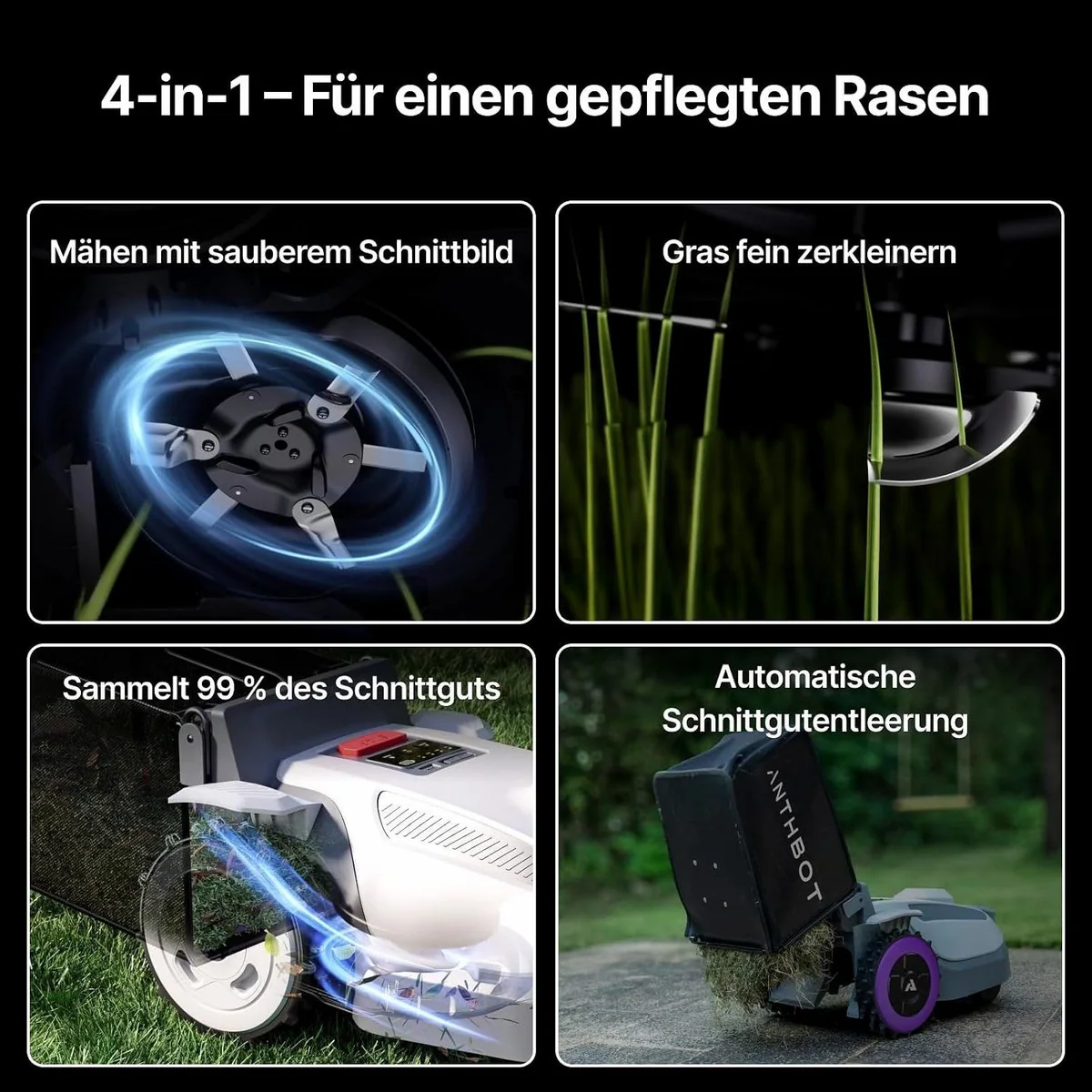 ANTHBOT N8 Mähroboter, 4-in-1 System, Auto-Entleerung, bis 1500 m² 5