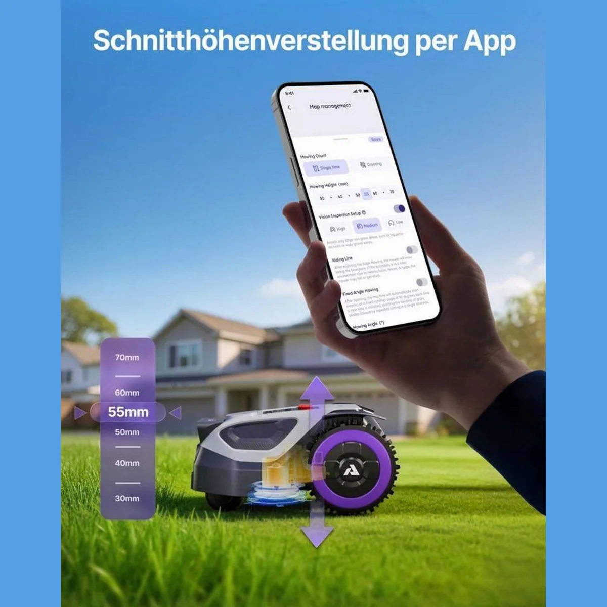 ANTHBOT M5 Mähroboter, kabellos, App-steuerbar, 45% Steigung 3