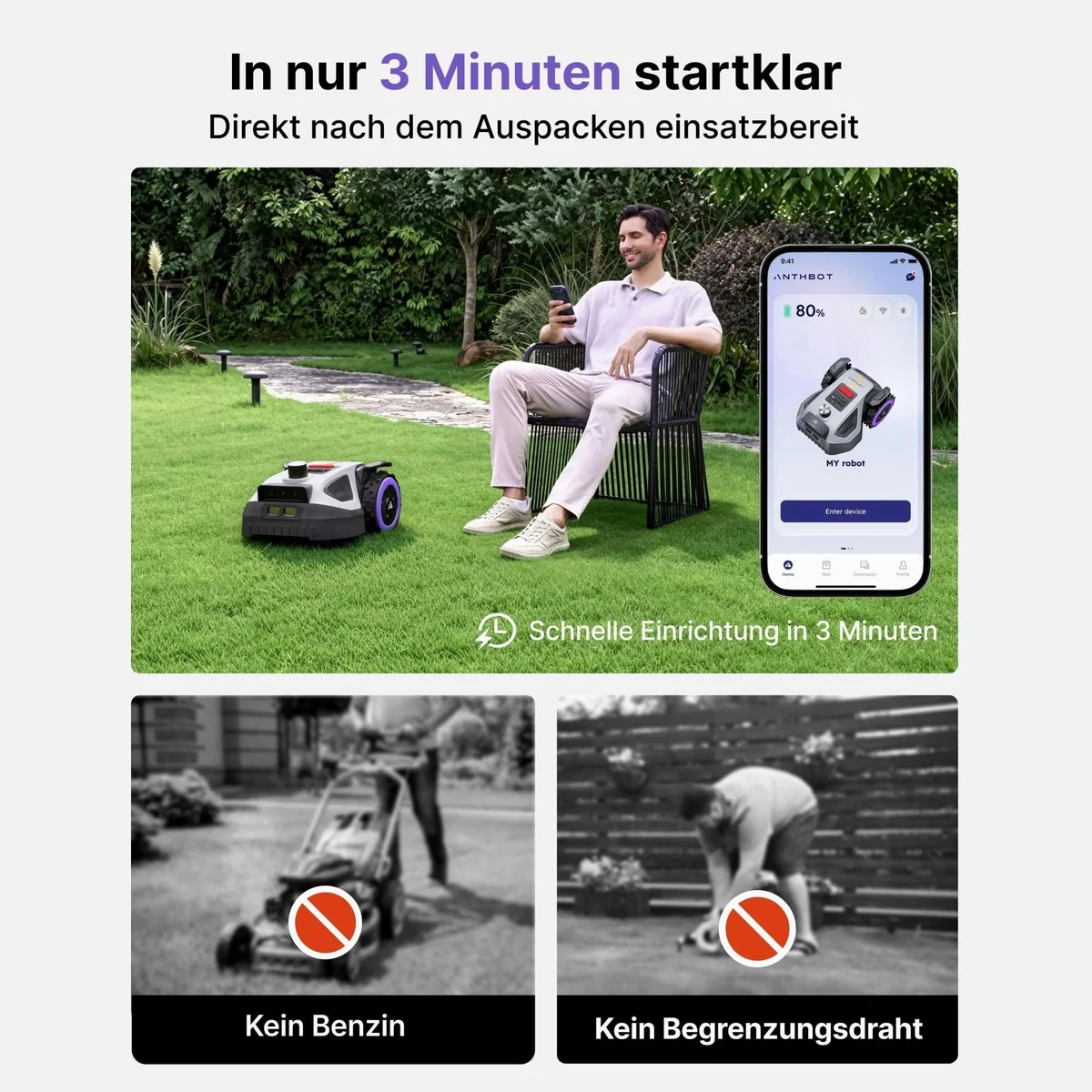 ANTHBOT M5 PRO Mähroboter, HoloSense Quad-Fusion, RTK-Set, bis 700 m² 2