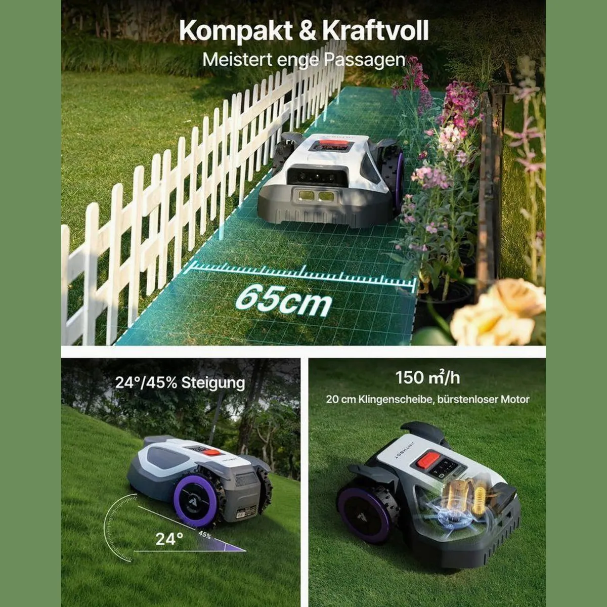 ANTHBOT M9 Mähroboter, RTK-Navigation, 1200 m² Rasenfläche — App-Steuerung, KI-Hindernisvermeidung, 45% Steigung 2