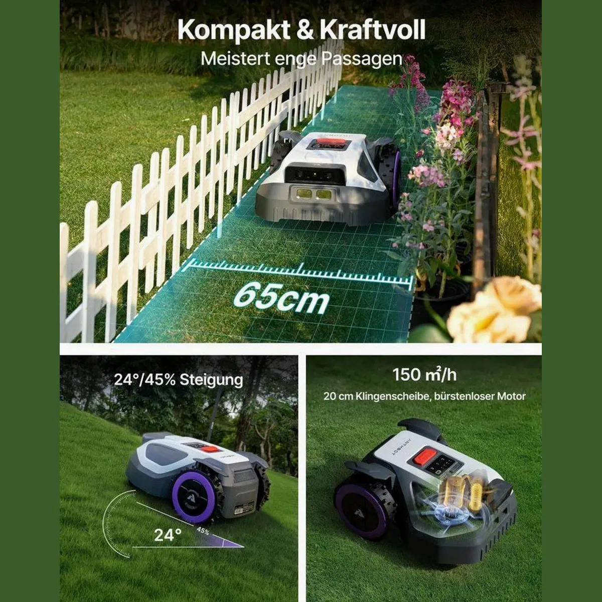 ANTHBOT M5 Rasenmähroboter, RTK-Navigation, KI-Hinderniserkennung, bis 700 m² 2