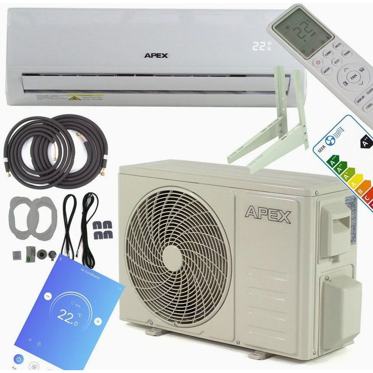 Apex 4-in-1 Split-Klimaanlage 12000 BTU, Heizen, Kühlen, Trocknen, Lüften