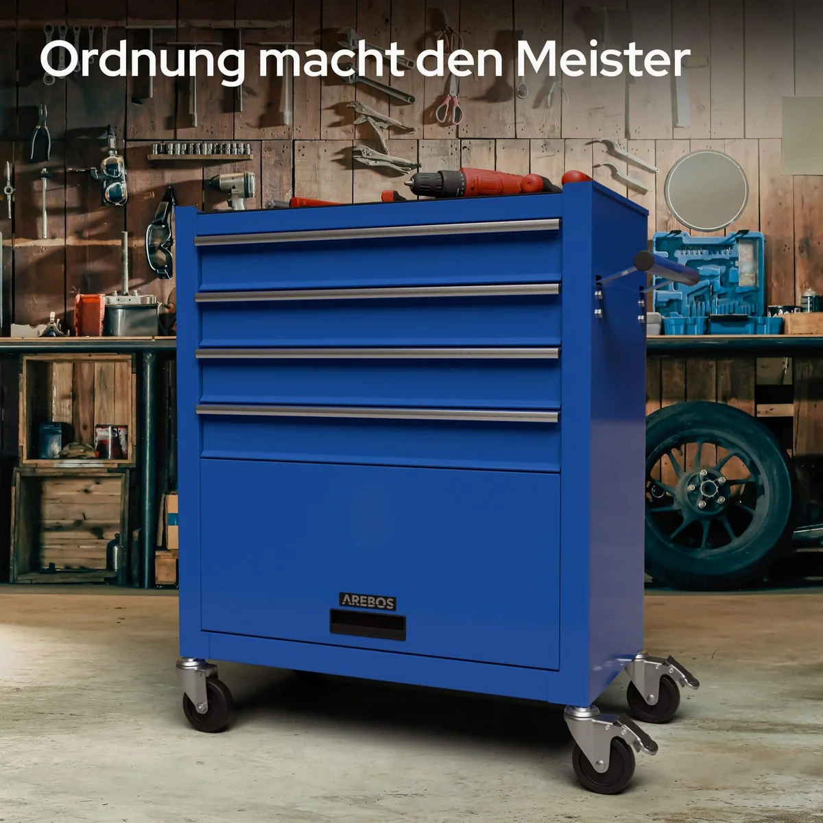 Arebos Werkstattwagen, 81-tlg. Werkzeugset, robust, kratzfeste Arbeitsplatte 4