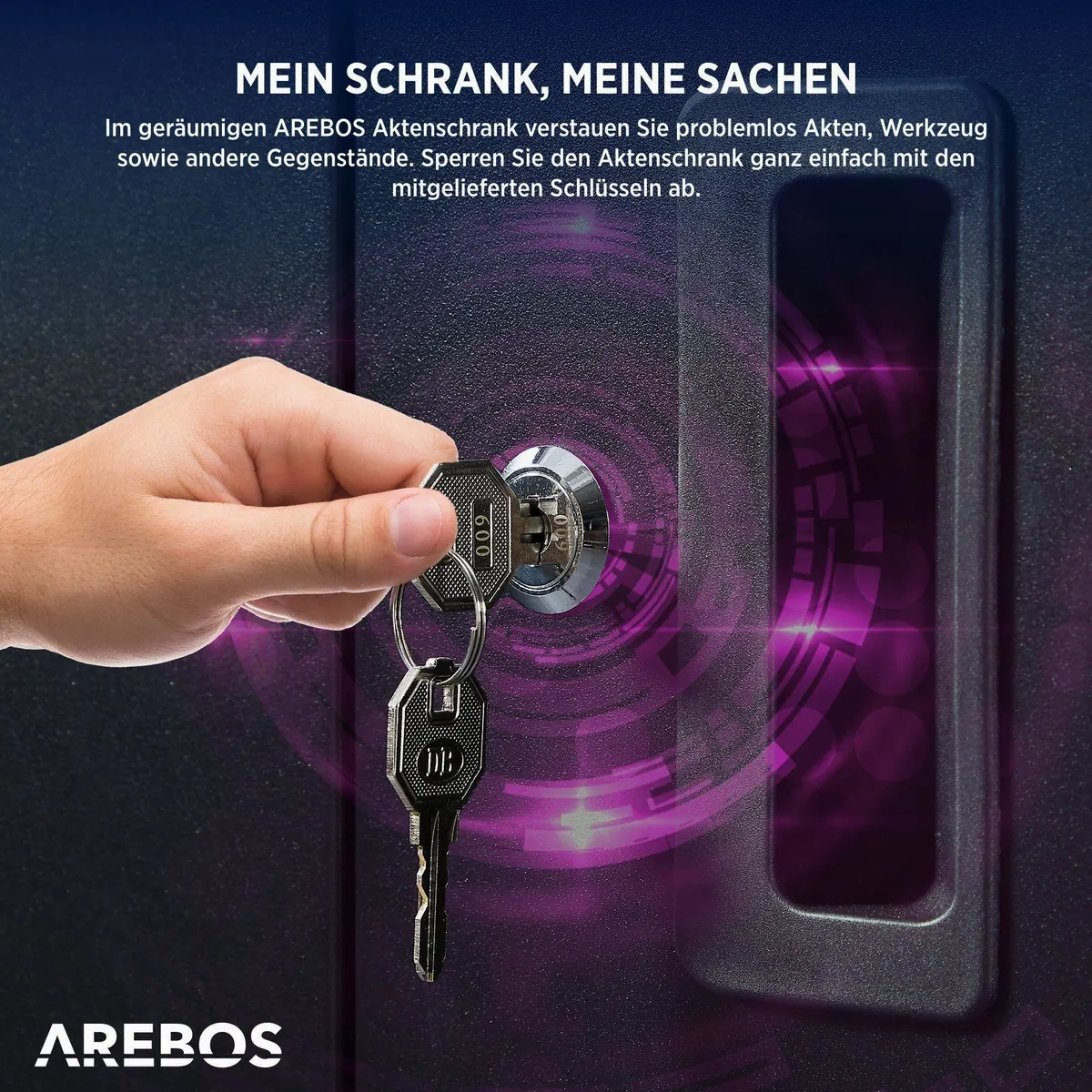 Arebos Aktenschrank 2er Set, abschließbar, mobil, pulverbeschichteter Stahl — 180x90x40 cm 3