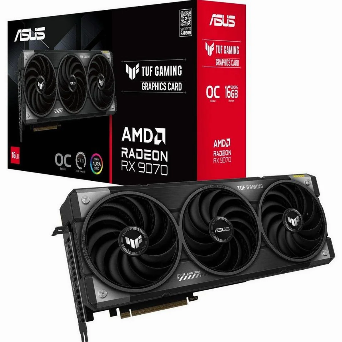 Asus Radeon RX 9070 TUF GAMING OC, 16GB GDDR6, RDNA 4 Architektur, Triple-Fan-Kühlung