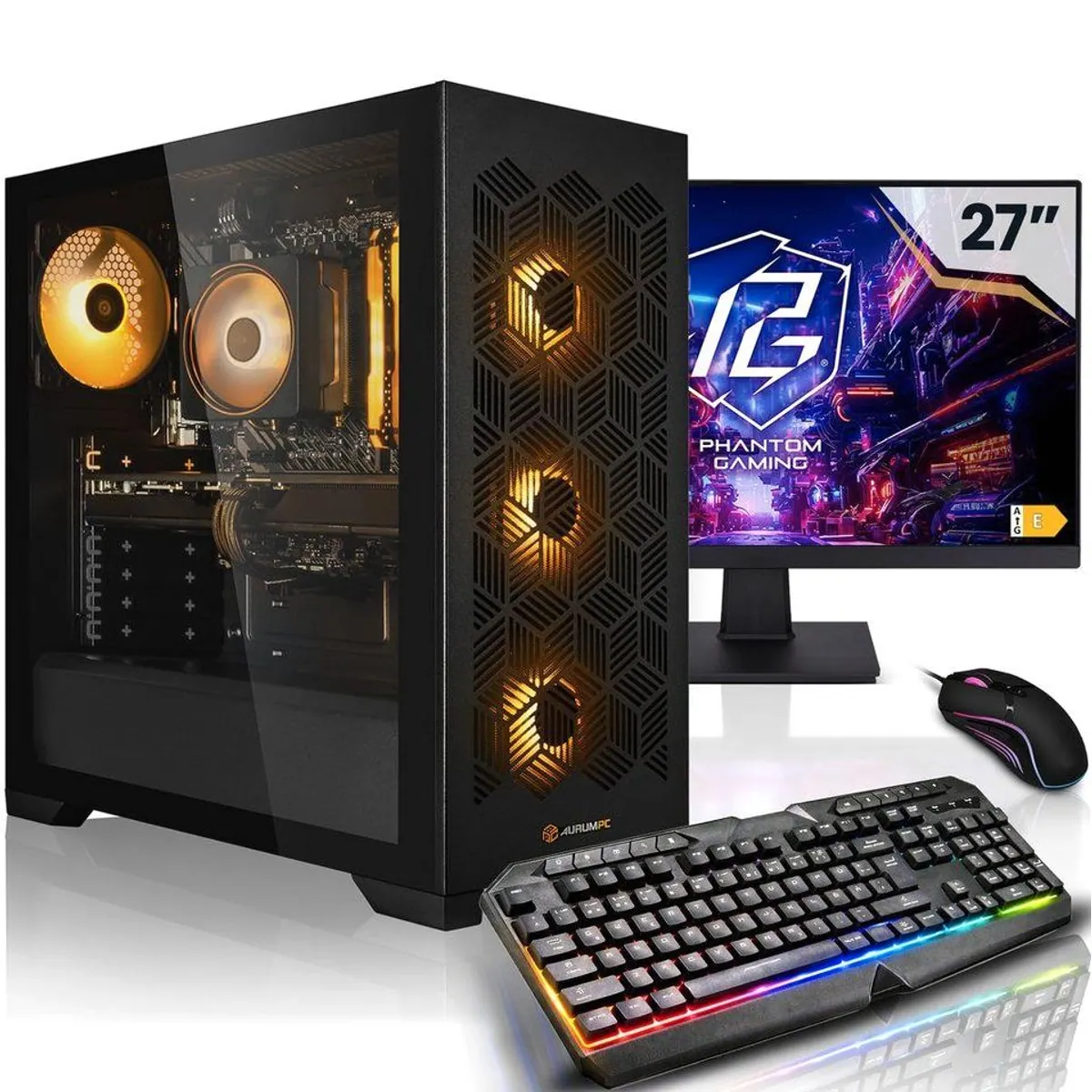 AurumPC 27" Set R7 5700X, RTX 5060, 32GB RAM — Gaming, Videobearbeitung, Multitasking