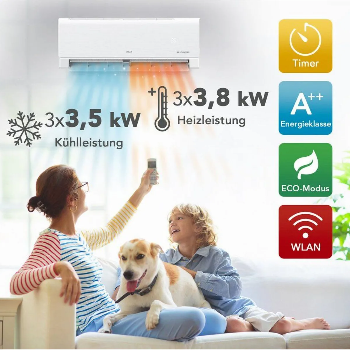 AUX Multi Split Klimaanlage Set, flexible App-Steuerung, R32 Kältemittel, für Wohnräume & Büro 2