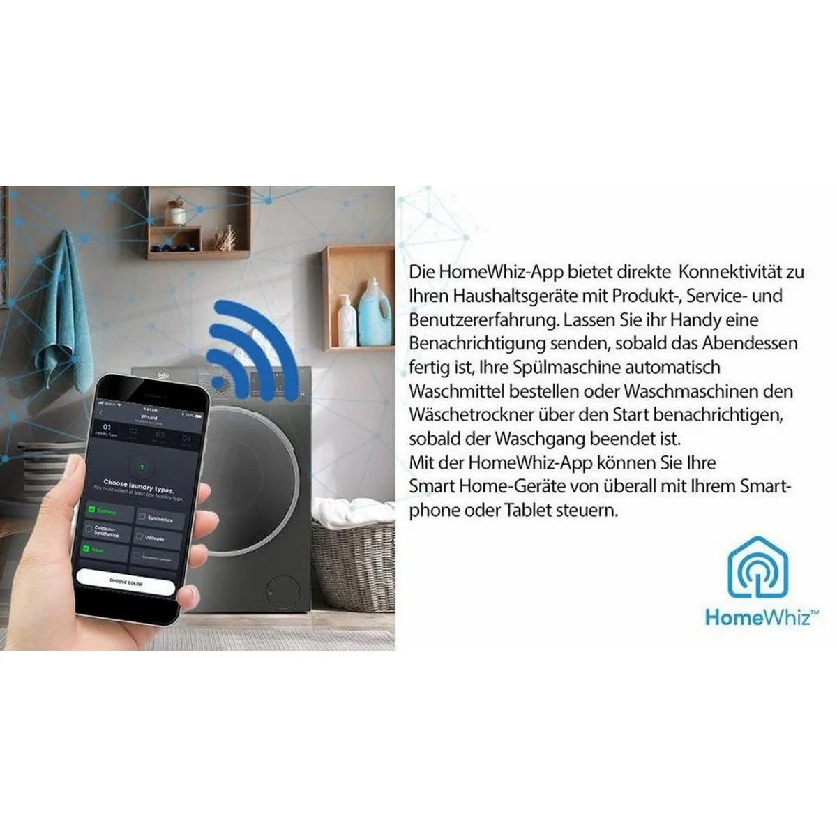 Beko B3WFT59415M Waschmaschine, 9 kg, 1400 U/min, Dampffunktion, Bluetooth 5