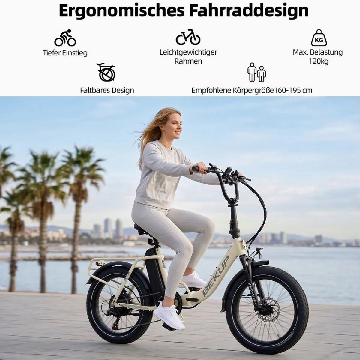 BEKUP S3 E-Bike Klapprad, 75 km Reichweite, 7-Gang Shimano, faltbar 4