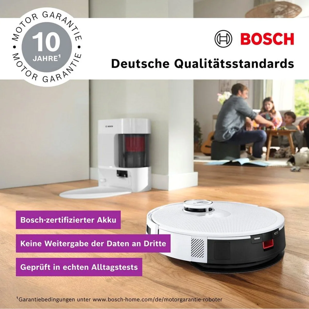 BOSCH Spotless BCRD1W Saugroboter, 11.000 Pa Saugkraft, Wischfunktion, Infrarot Navigation 5