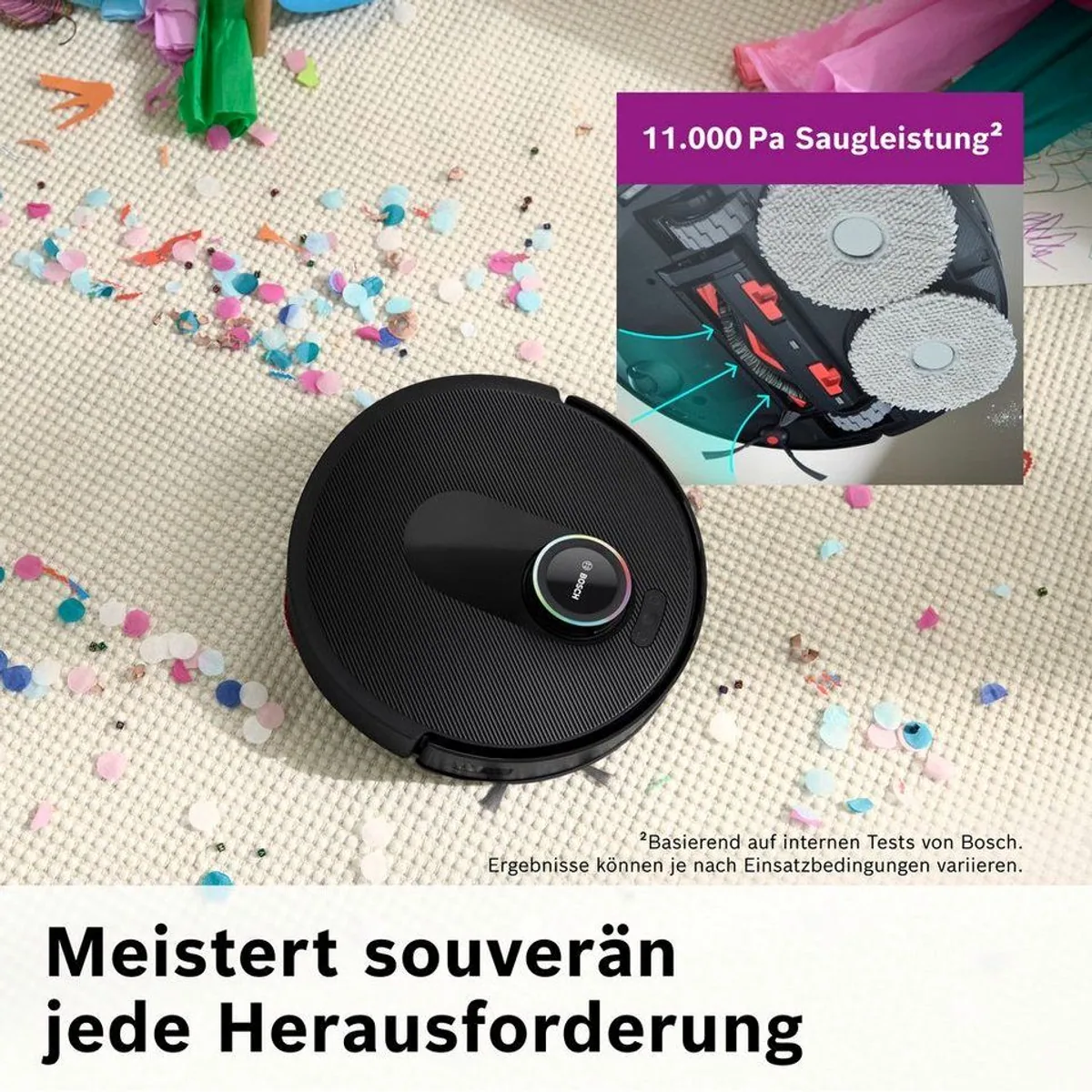 BOSCH Spotless Max Cam BCRDW3BX, 11.000 Pa Saugkraft, Wischfunktion, intelligente Navigation 5
