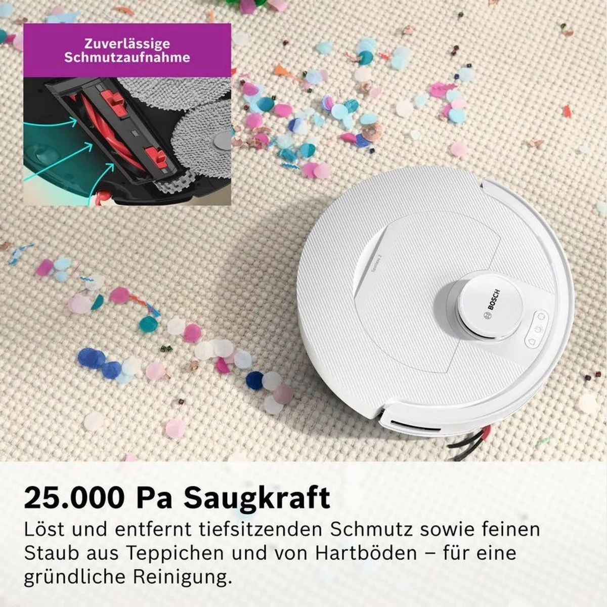 BOSCH Spotless 2 Saug- und Wischroboter, 25.000 Pa Saugkraft, intelligente Navigation 4