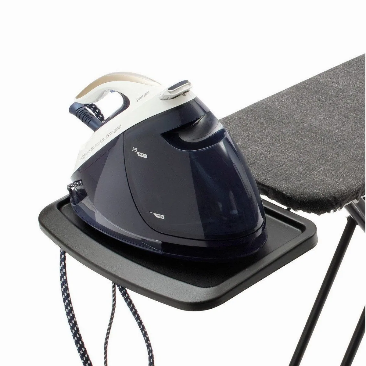 Brabantia Bügelbrett B, 124 x 38 cm, robust und mit Dampfstationsablage 4