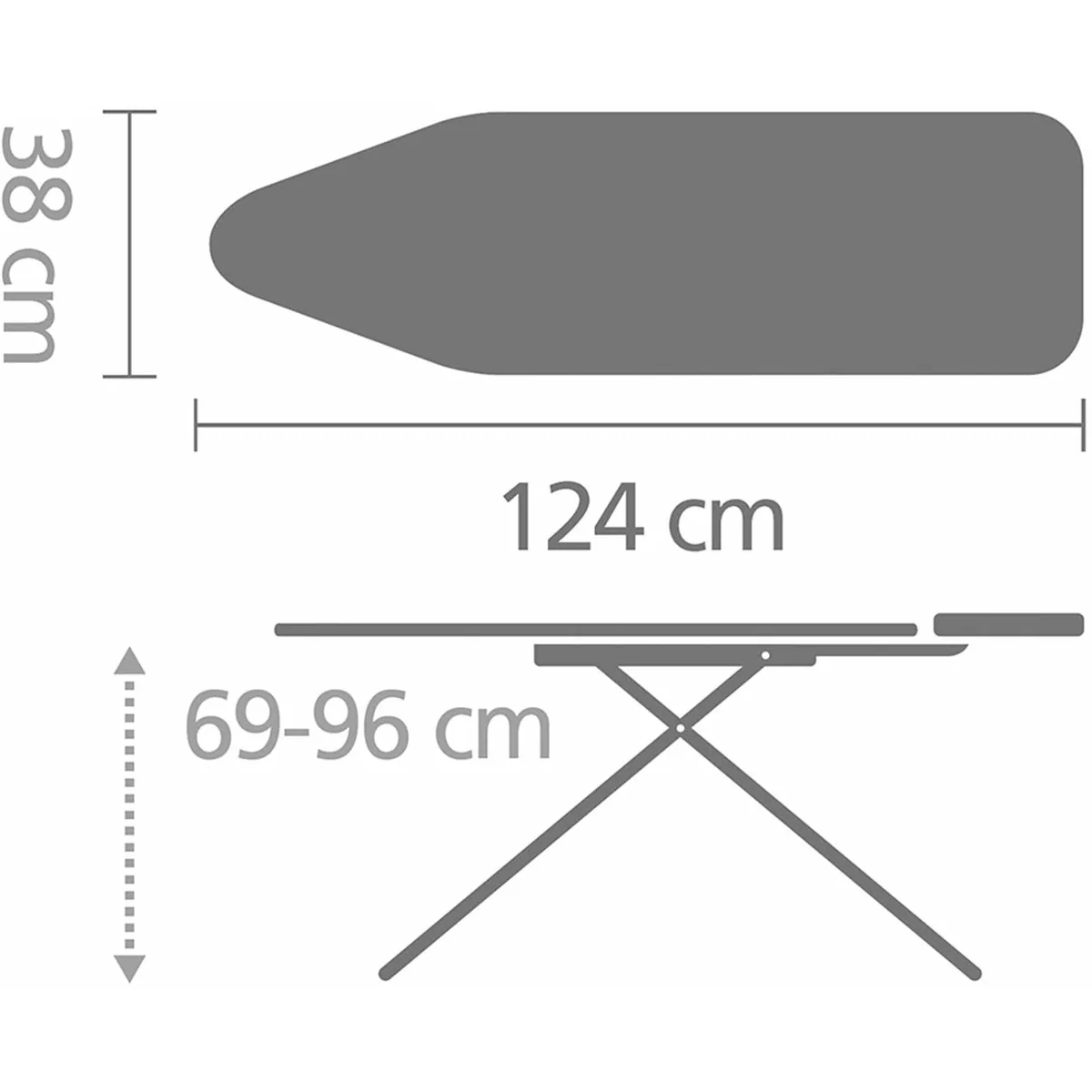 Brabantia Bügelbrett B, 124 x 38 cm, robust und mit Dampfstationsablage 5