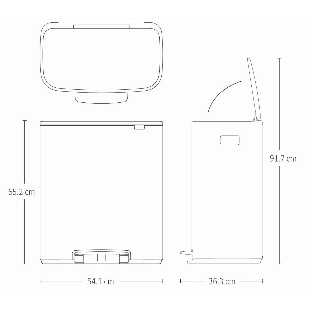 Brabantia Bo Treteimer, 2 x 30L, sanft schließend, hygienische Pedalbedienung 5