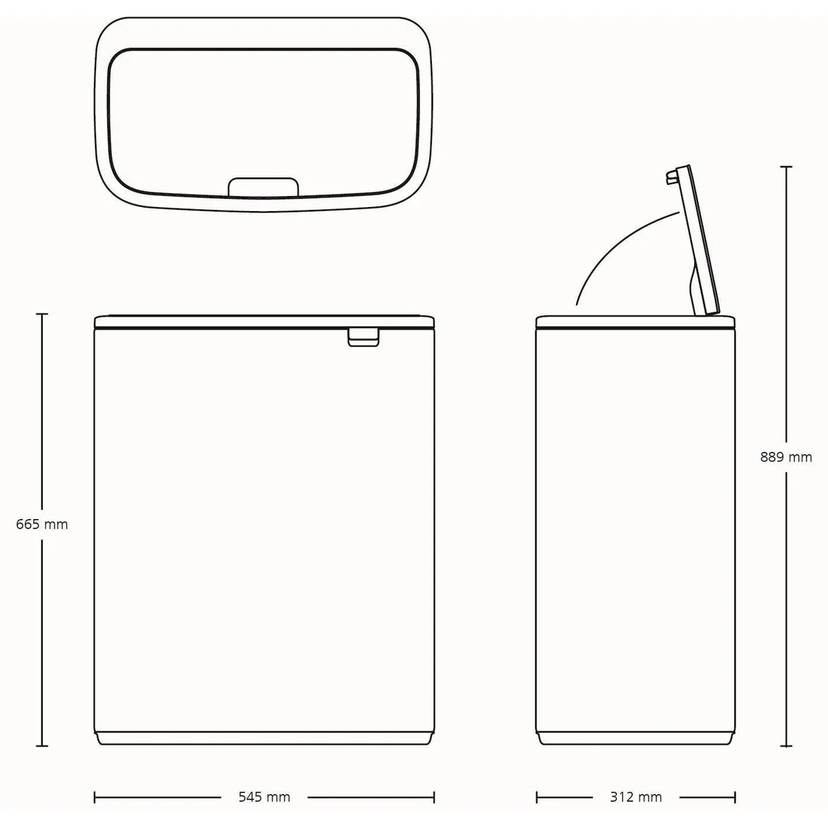 Brabantia Bo Touch Bin, 2 x 30L, Soft-Touch-Öffnungssystem, elegantes Design 5