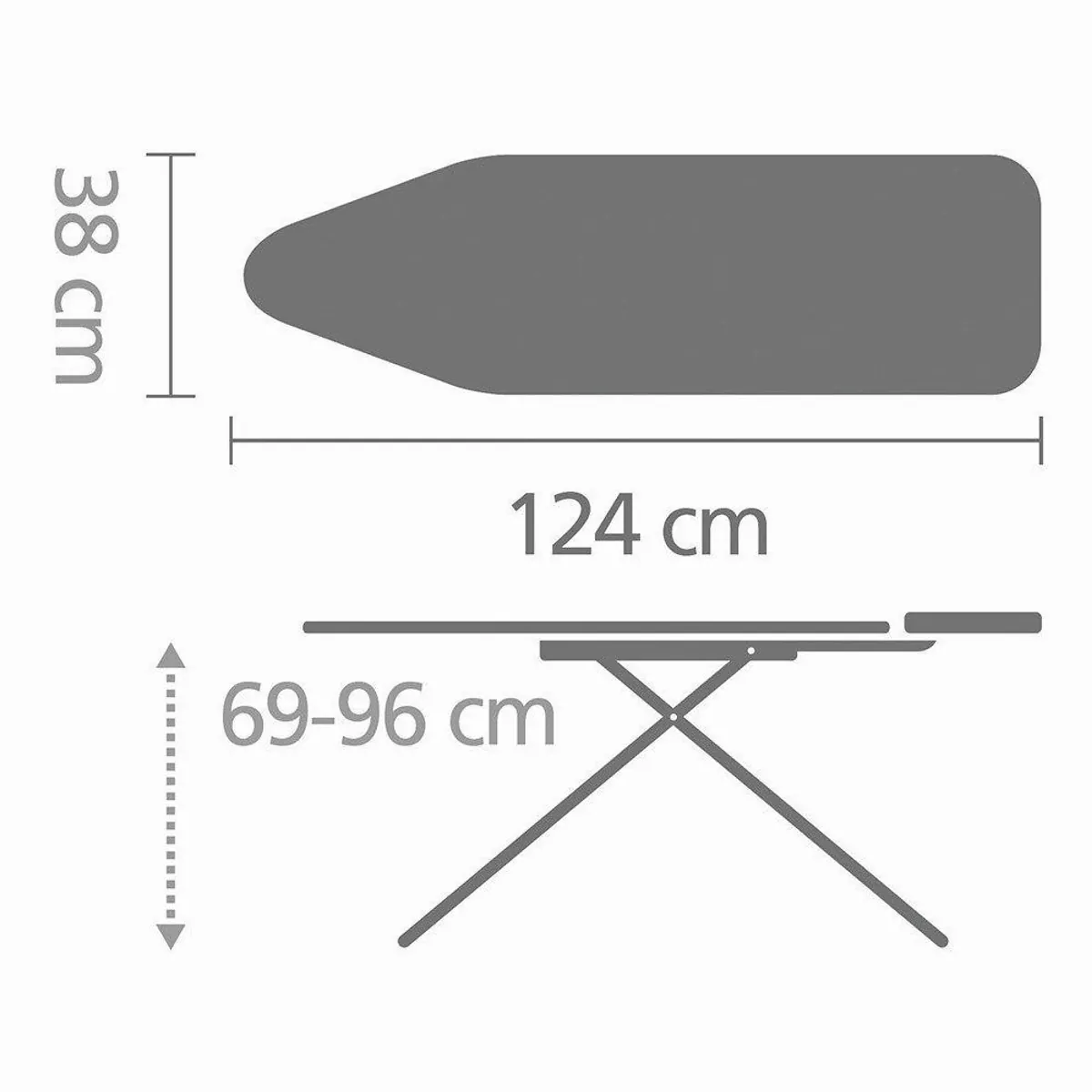 Brabantia Bügelbrett B, 124 x 38 cm, stabile Dampfbügeleisenablage, Fairtrade-Baumwolle 5
