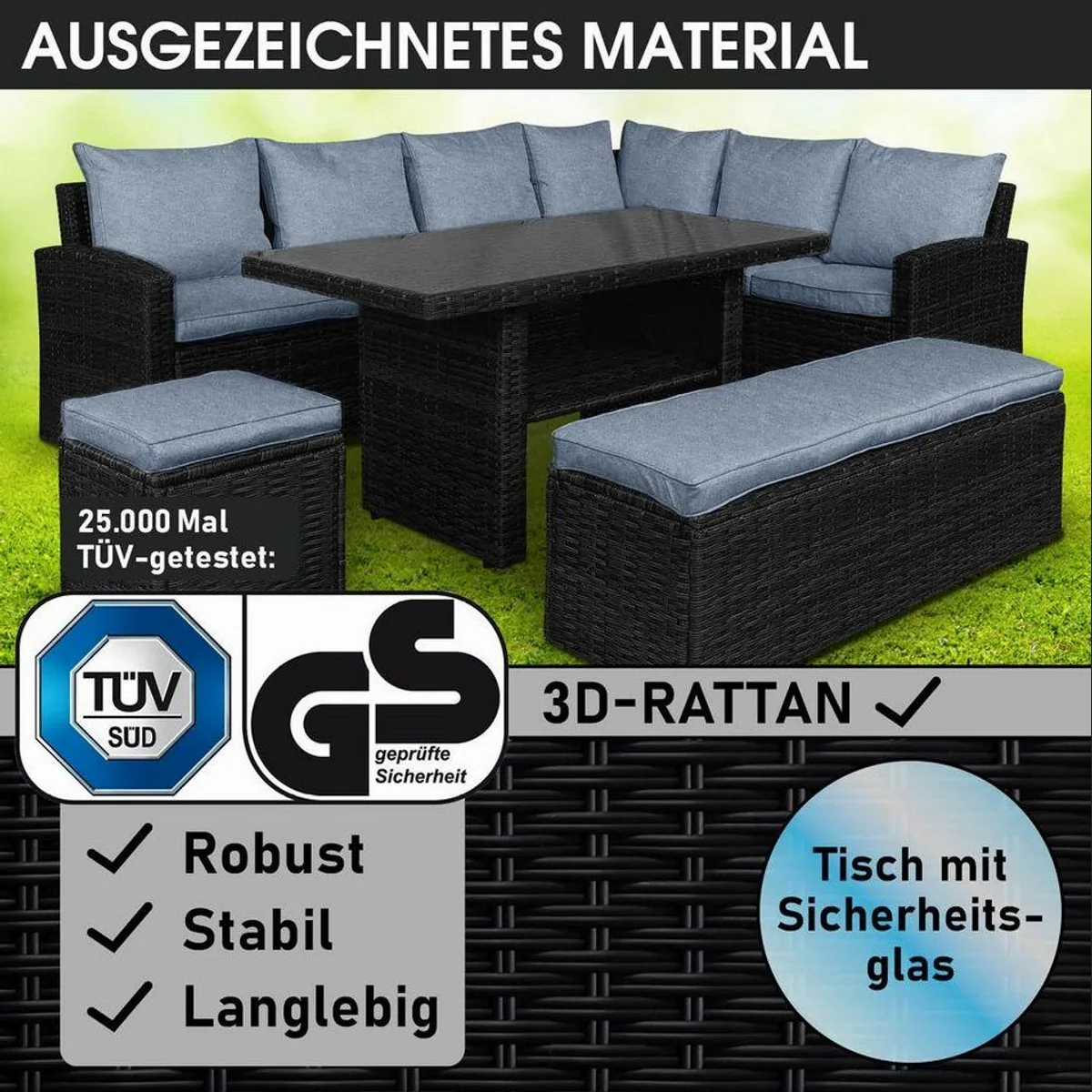 Brast Garten-Essgruppe ECO, TÜV geprüft, stabil & komfortabel, für bis zu 9 Personen 2