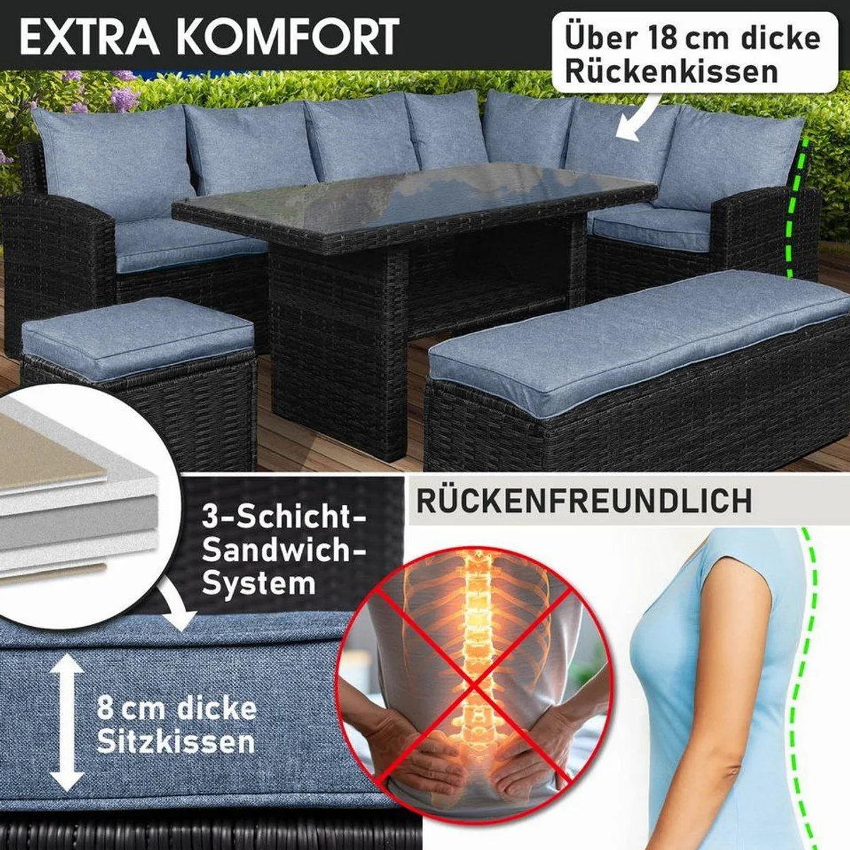 Brast Garten-Essgruppe ECO, TÜV geprüft, stabil & komfortabel, für bis zu 9 Personen 3