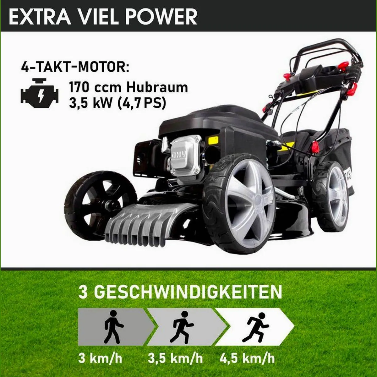 BRAST Benzinrasenmäher, 4-Takt Motor, Elektrostarter, 46cm Schnittbreite 2