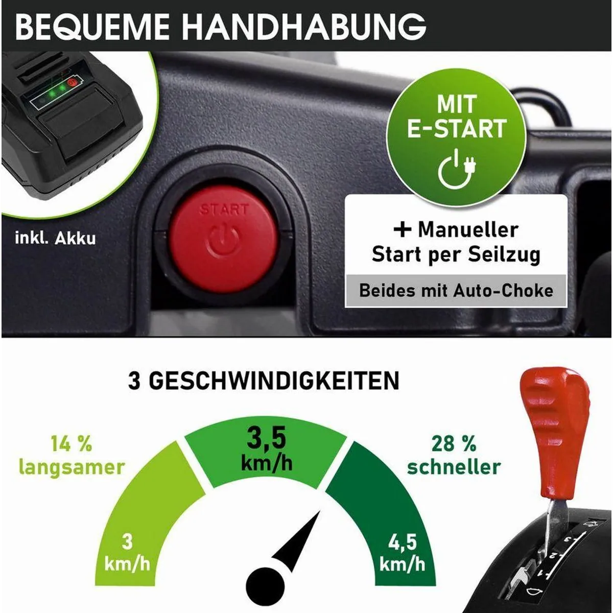 BRAST Benzinrasenmäher, 4-Takt Motor, Elektrostarter, 46cm Schnittbreite 3