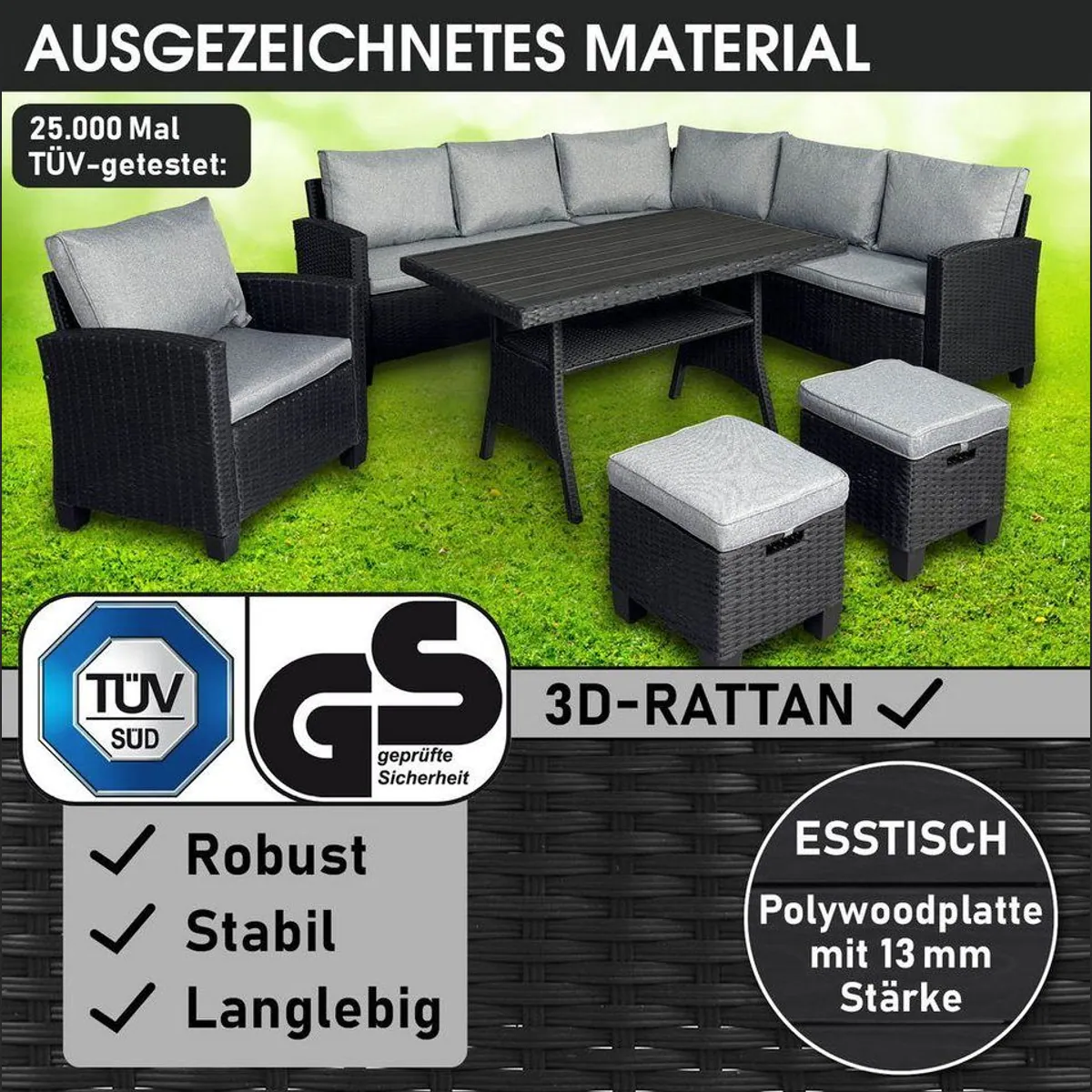 BRAST Gartenlounge-Set Hacienda, TÜV-geprüft, für bis zu 10 Personen, inkl. Kissen & Abdeckung 2