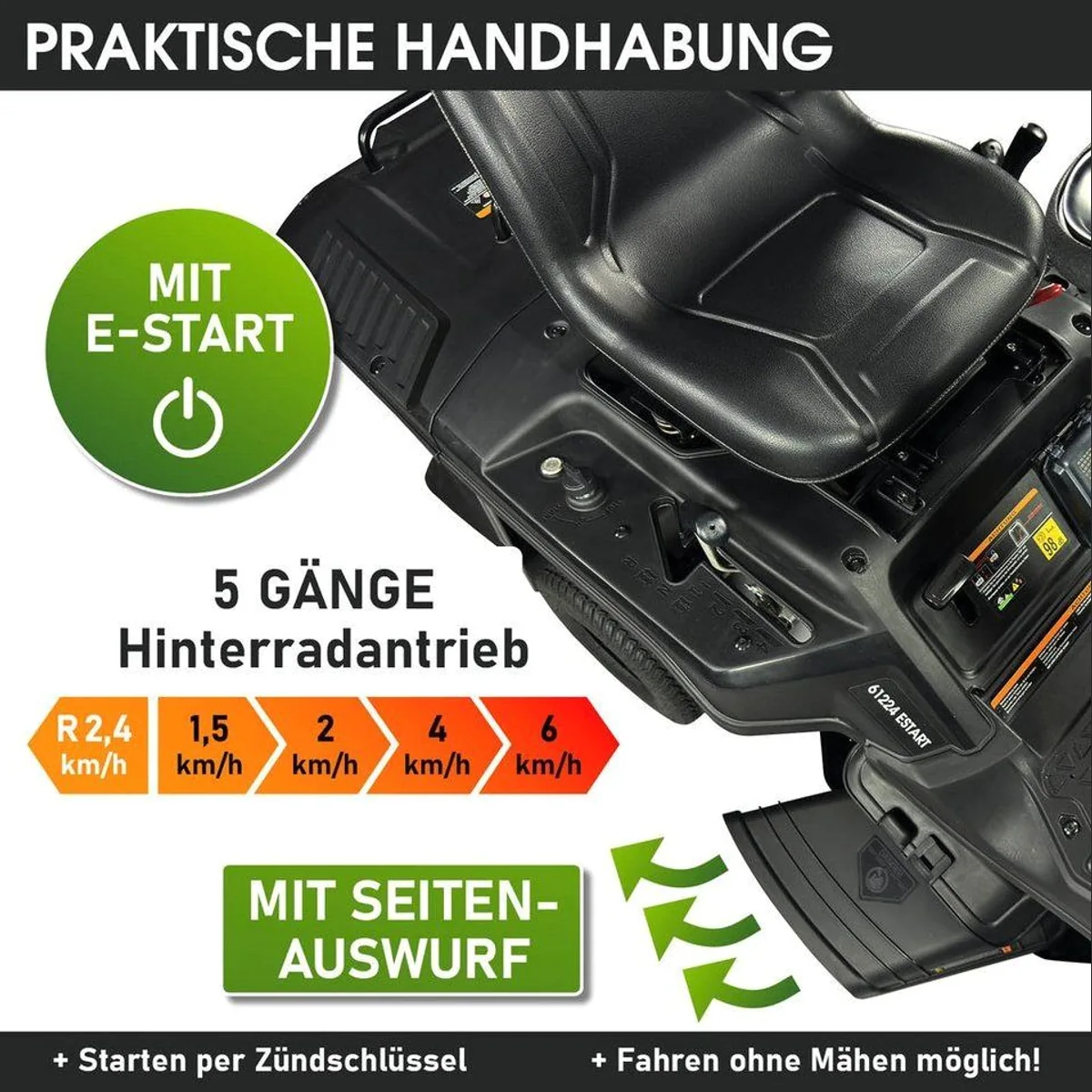 BRAST Rasentraktor, 5,15kW Motor, Elektrostart, 61cm Schnittbreite 4