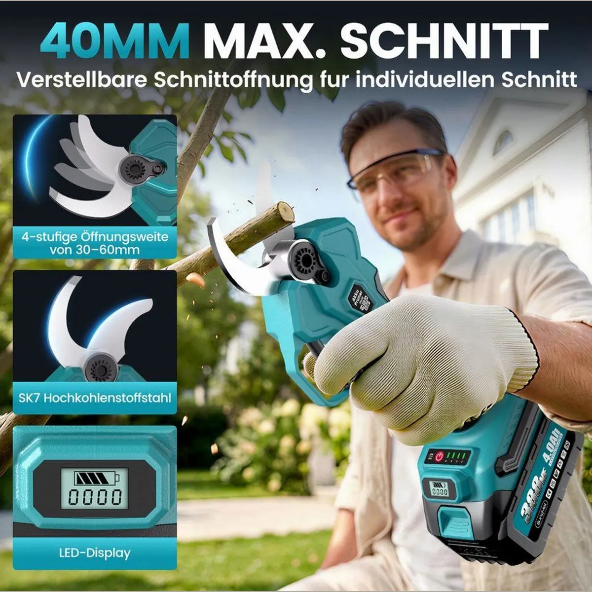 Bundviel Akku-Hochentaster 4-in-1, bis 23,5 m Arbeitshöhe, bürstenloser Motor 3