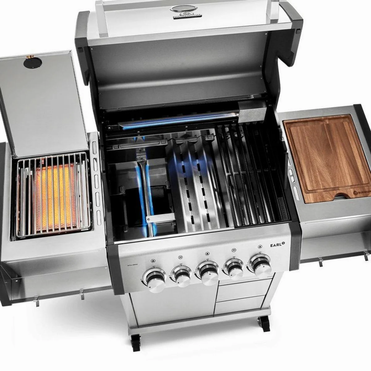 BURNHARD EARL Gasgrill 3-Brenner, Gusseisen Grillrost, Heckbrenner 5
