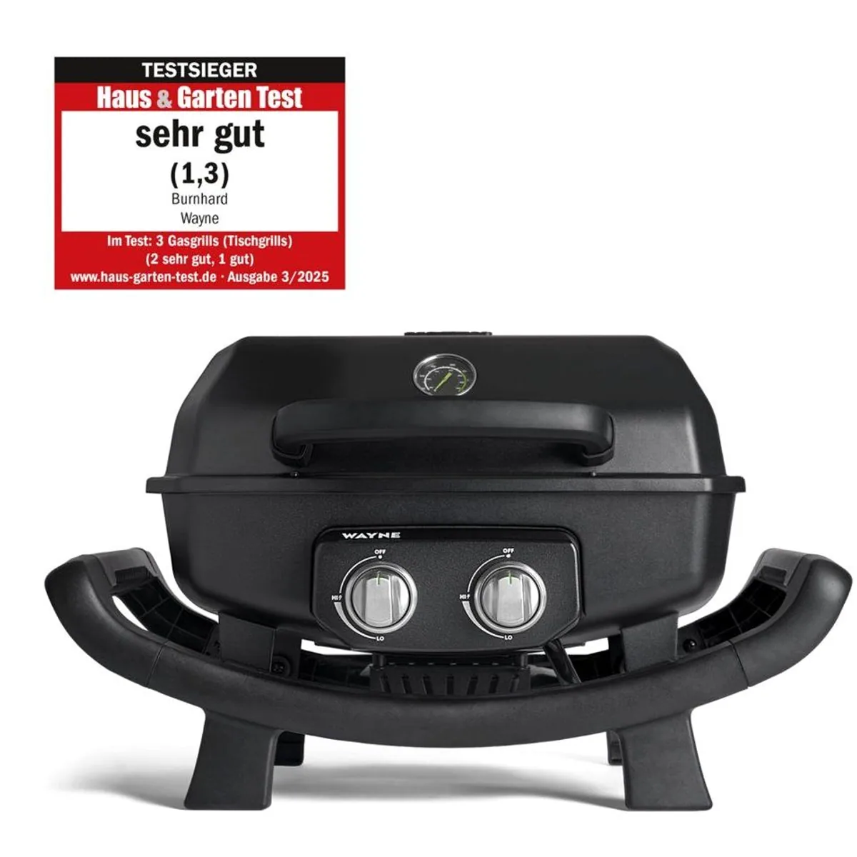 BURNHARD Gasgrill WAYNE 2-Brenner, 4,4 kW, Tragbar und kompakt