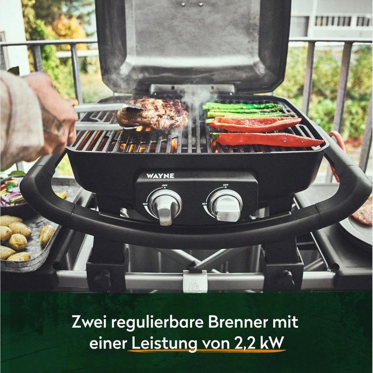 BURNHARD Gasgrill WAYNE 2-Brenner, 4,4 kW, Tragbar und kompakt 4