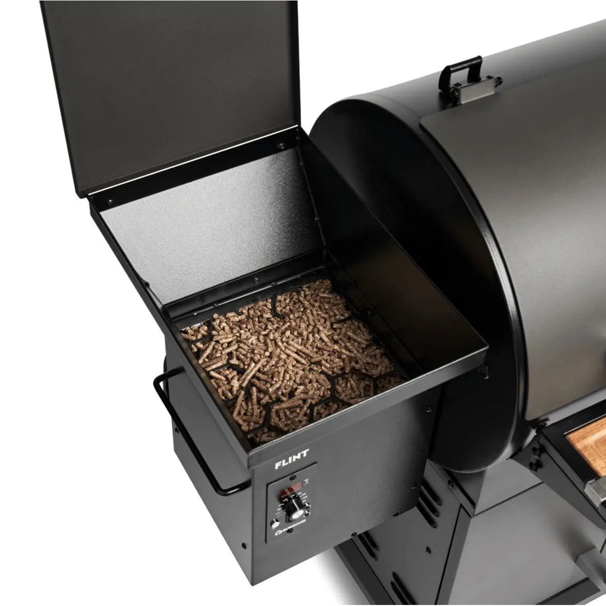 BURNHARD Smoker FLINT, Pelletsmoker, robuste Abdeckhaube, 3 Edelstahl-Grillroste, lenkbare Vollgummirollen 5
