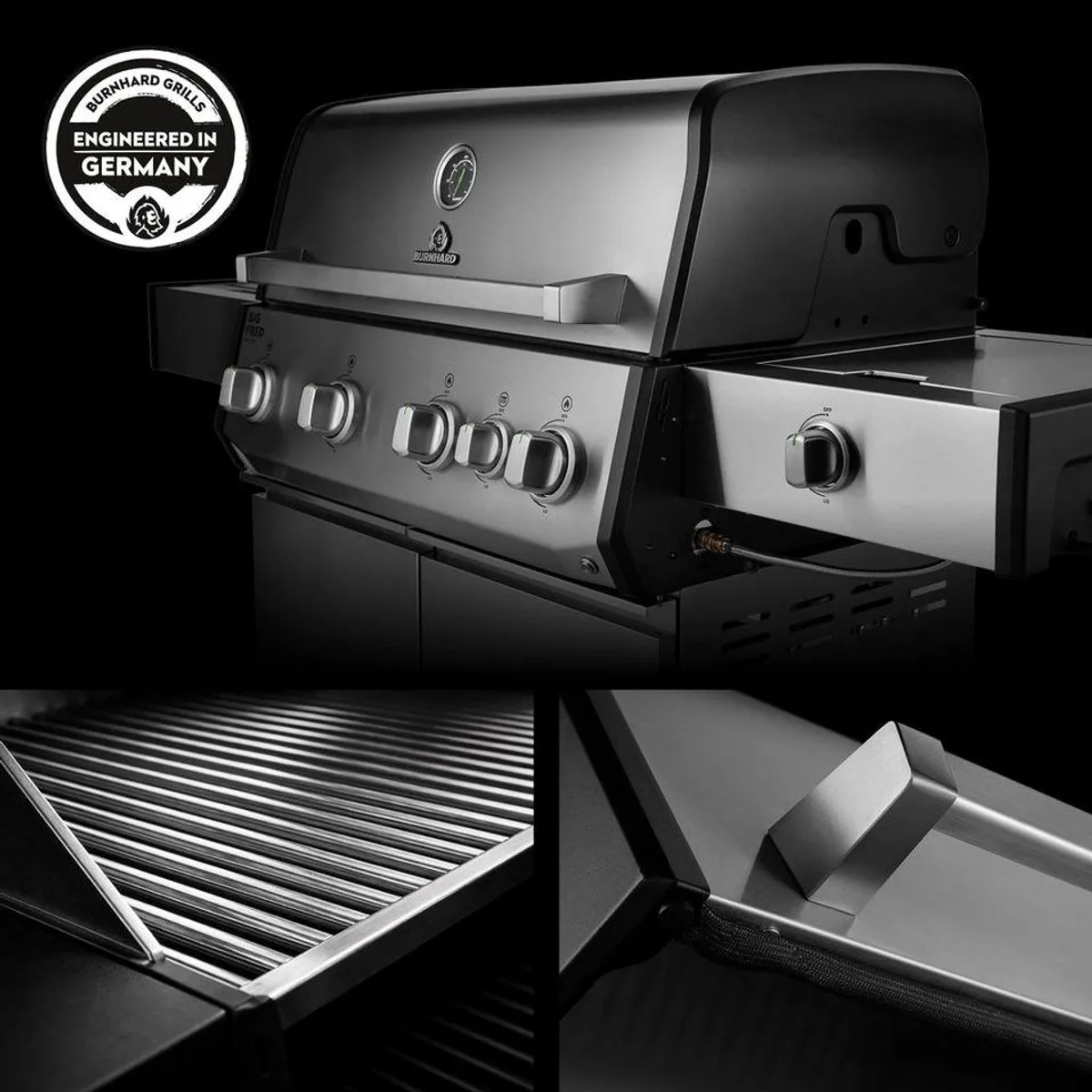 BURNHARD Big FRED Deluxe+ Gasgrill, 24,7 kW, 4-Brenner, Infrarot, Edelstahlrost 5