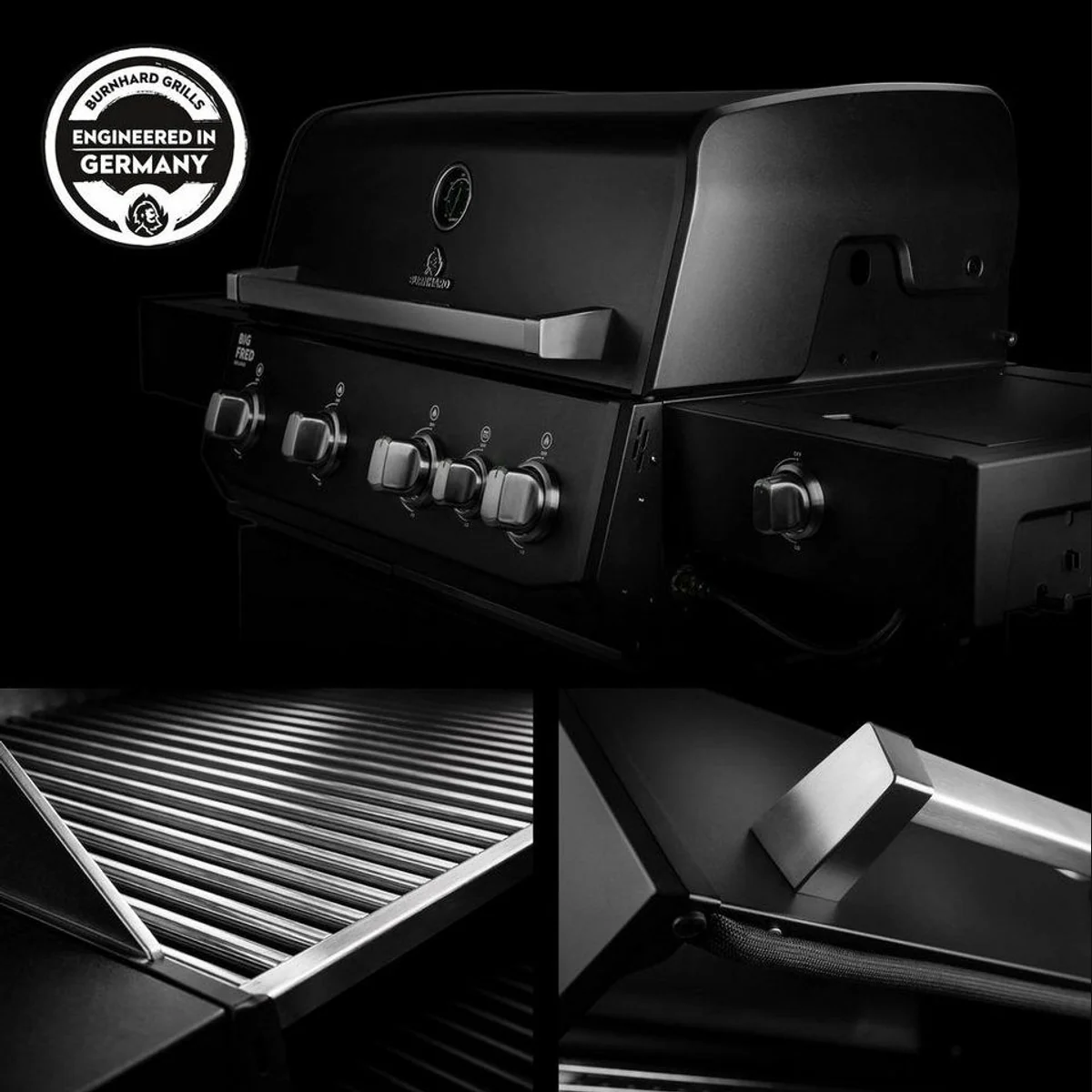BURNHARD Big FRED Deluxe+ Gasgrill, 24,7 kW, 4 Brenner, Infrarot-Heckbrenner, Edelstahlrost 5