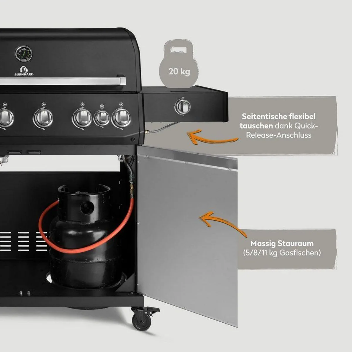 BURNHARD Fat FRED Deluxe+ Gasgrill, 6 Brenner, 900°C Infrarot, großes Grillfläche 3