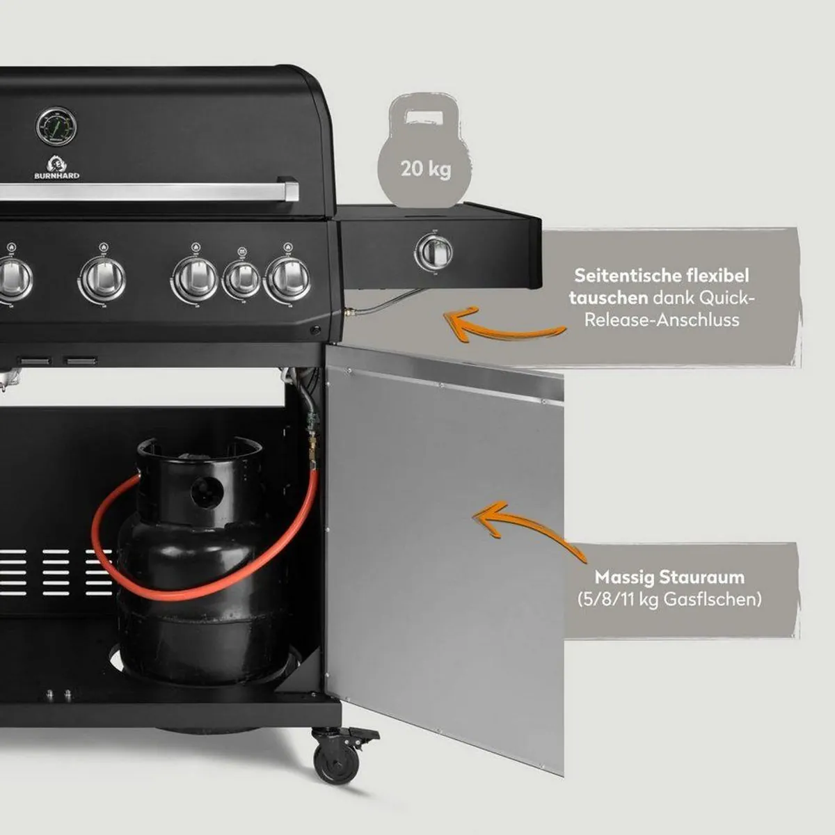 BURNHARD Fat FRED Deluxe+ Gasgrill, 6 Brenner, 900°C Infrarot, Edelstahlrost 3