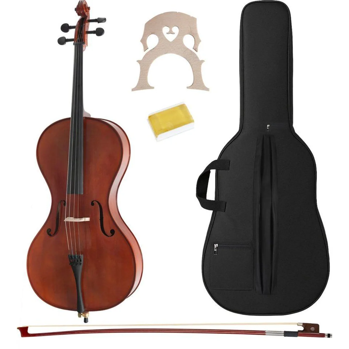 Classic Cantabile CP-200 4/4 Cello-Set, vollmassiv, klangstark, komplett mit Zubehör