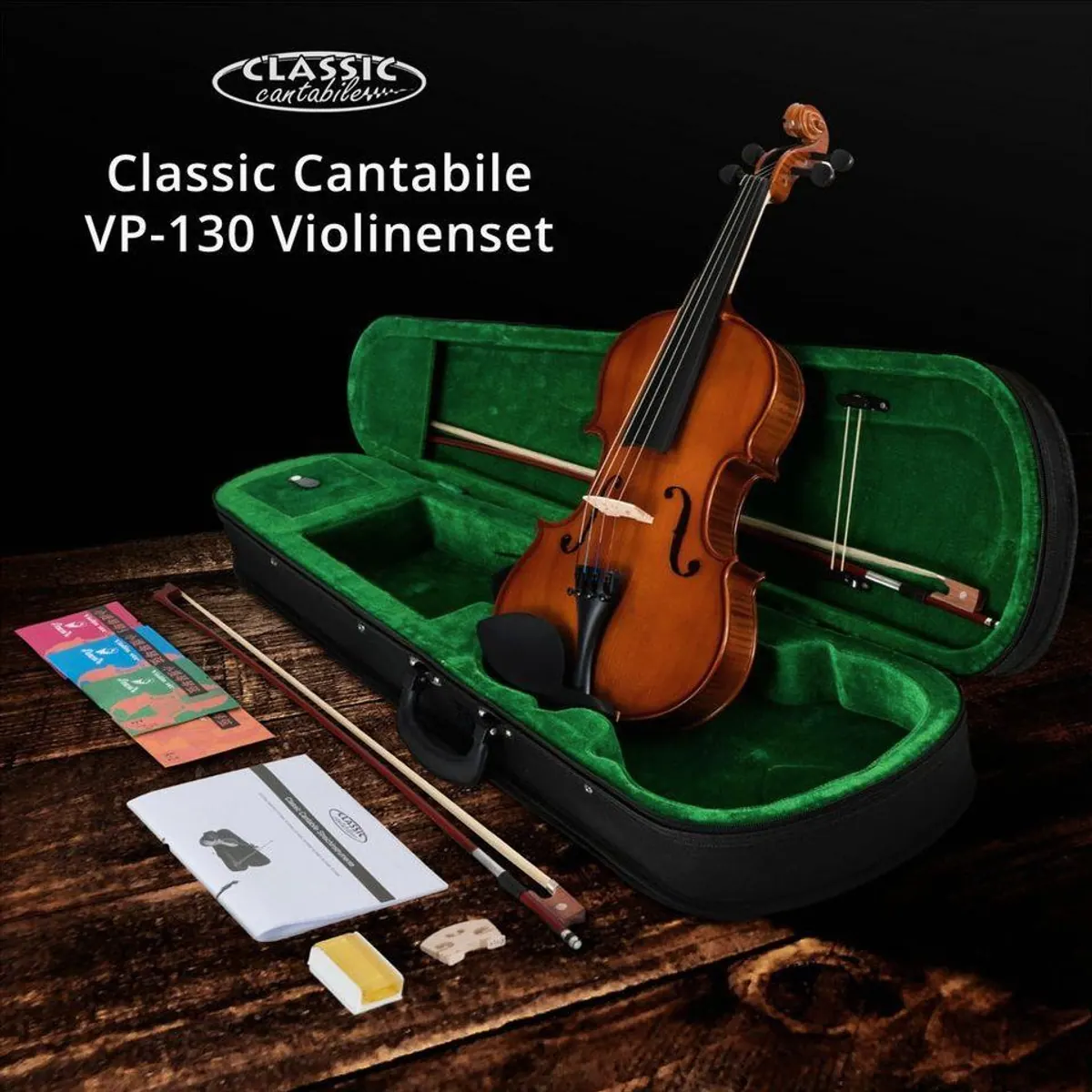 Classic Cantabile VP-130 4/4 Violinenset, vollmassiv, inkl. Bogen und Koffer 3